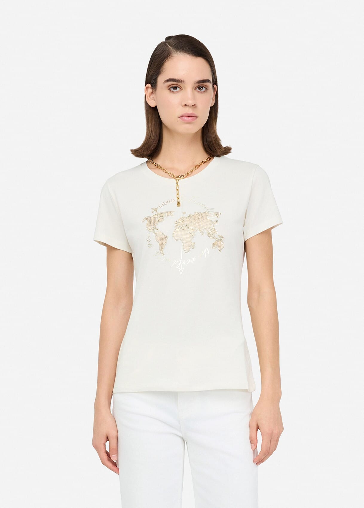 T-shirt Con Stampa Laminata Liu Jo