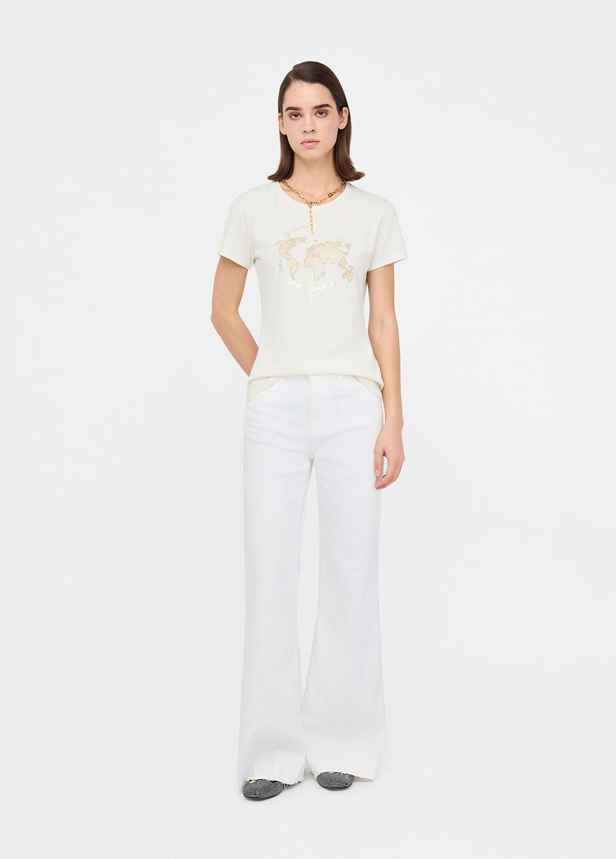 T-shirt Con Stampa Laminata Liu Jo