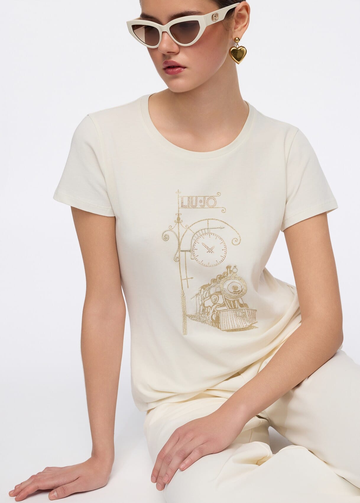 T-shirt Con Stampa Laminata Liu Jo