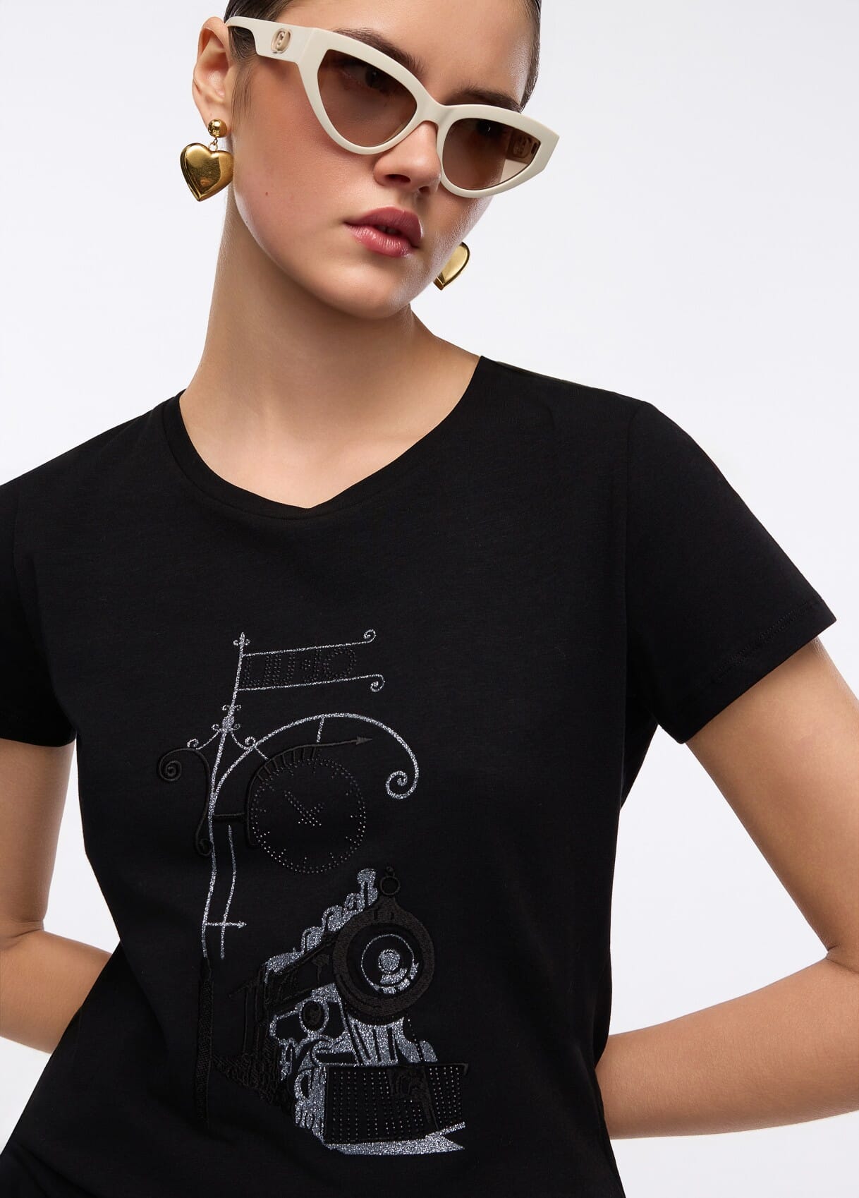 T-shirt Con Stampa Laminata Liu Jo