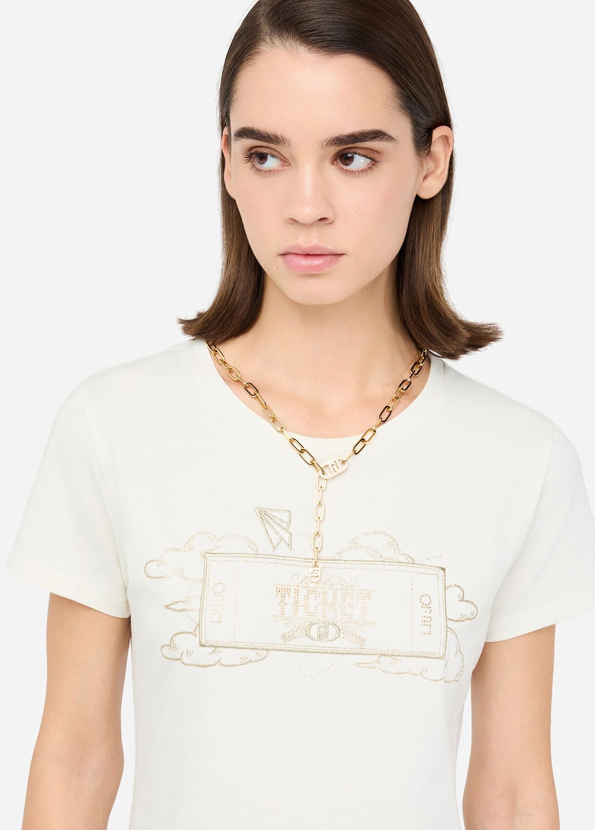 T-shirt Con Stampa Laminata Liu Jo