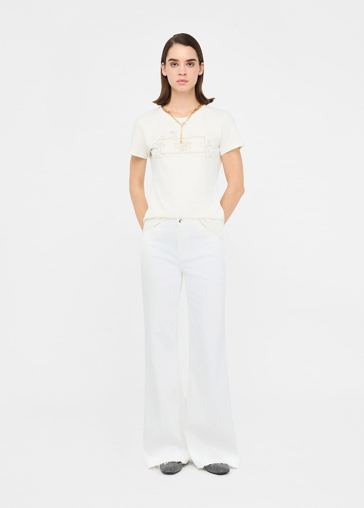 T-shirt Con Stampa Laminata Liu Jo