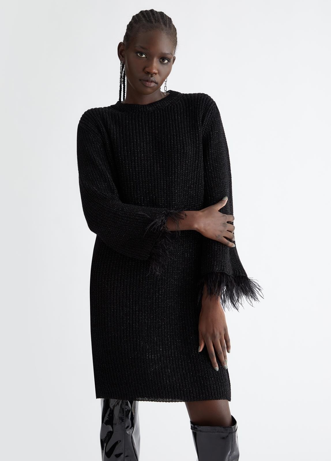 Abito In Maglia Con Lurex E Piume Liu Jo
