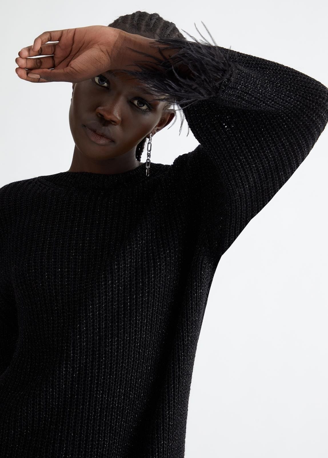 Abito In Maglia Con Lurex E Piume Liu Jo