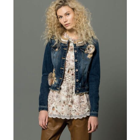 Jacket In Denim With Applications Fracomina