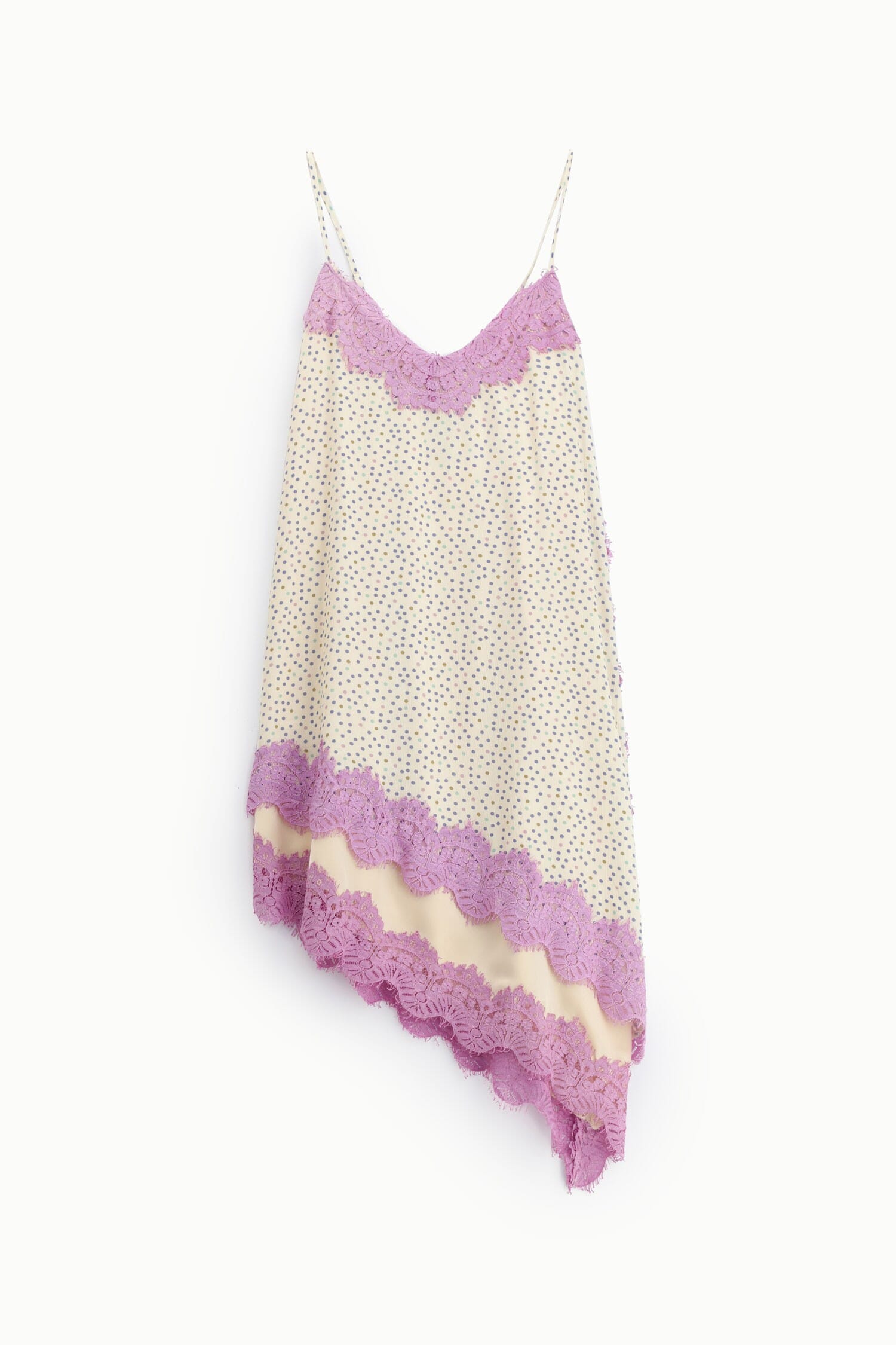 Abito Corto Stampa Pois Con Inserti In Pizzo Dixie