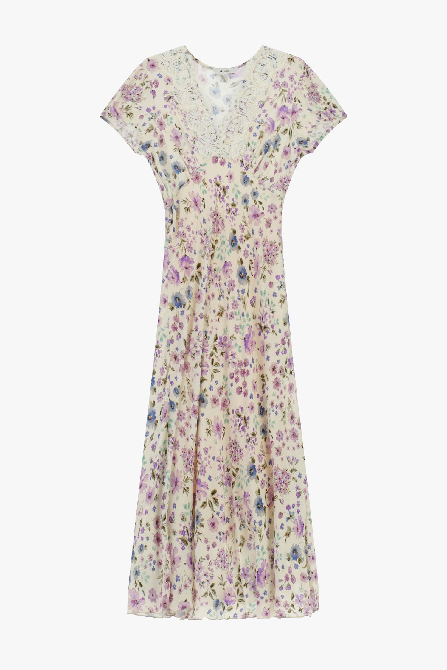 Abito Lungo Floreale Con Scollo Ricamato Dixie