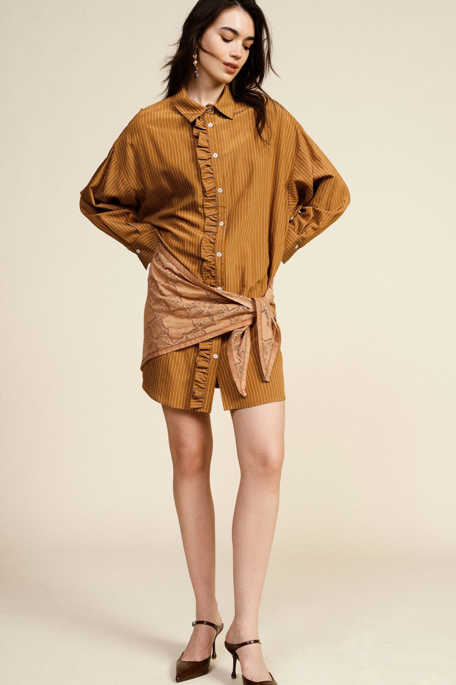 Abito Corto A Righe Con Cintura A Fiocco Dixie