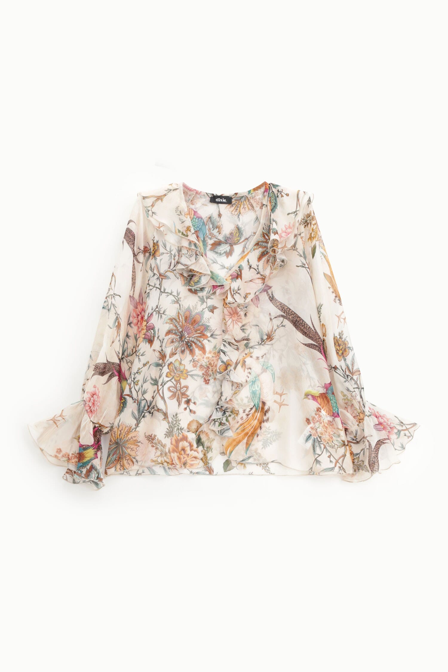 Shirt With Floral Print And Dixie Ruffles