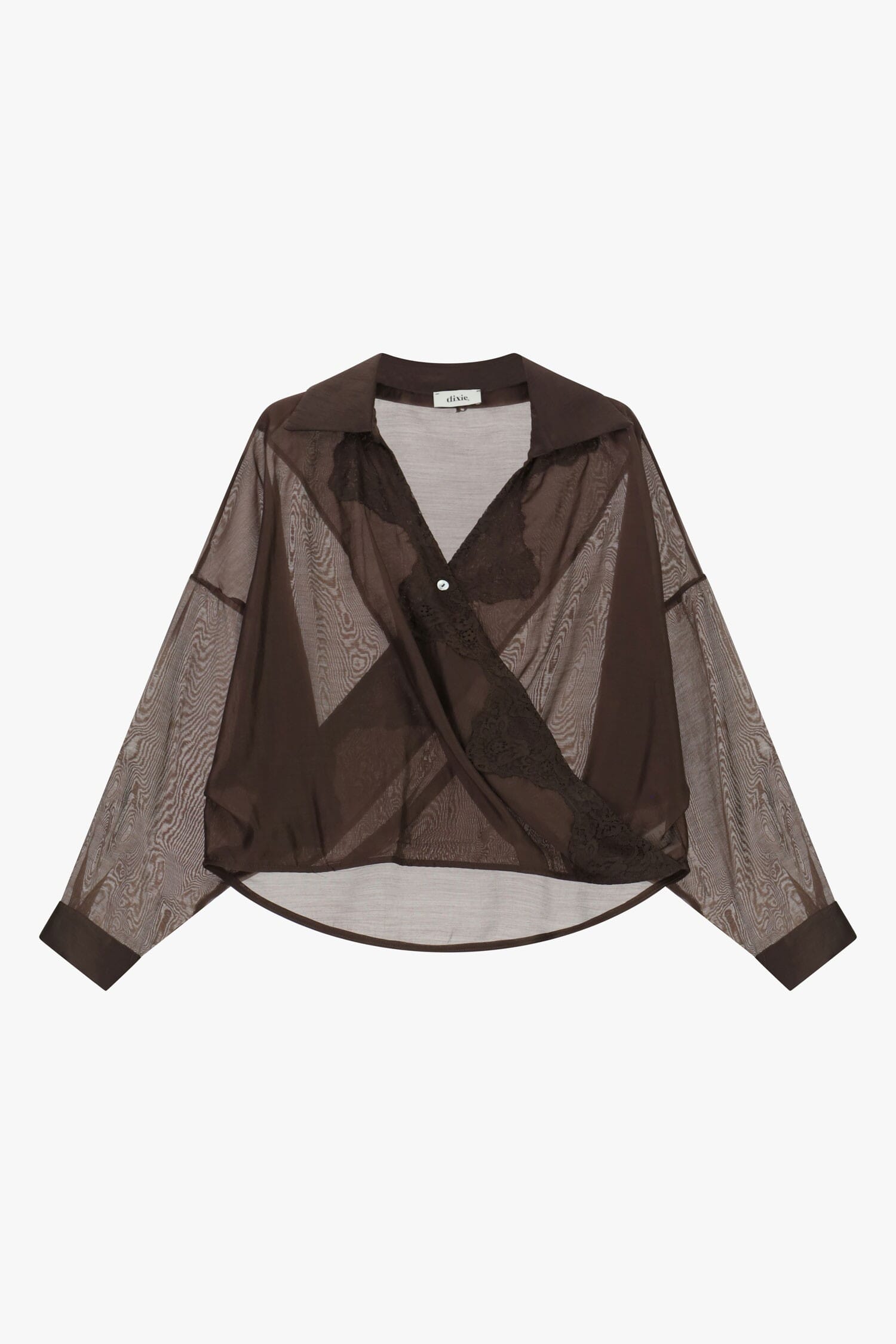 Camicia Semitrasparente Con Pizzo E Collo Classico Dixie