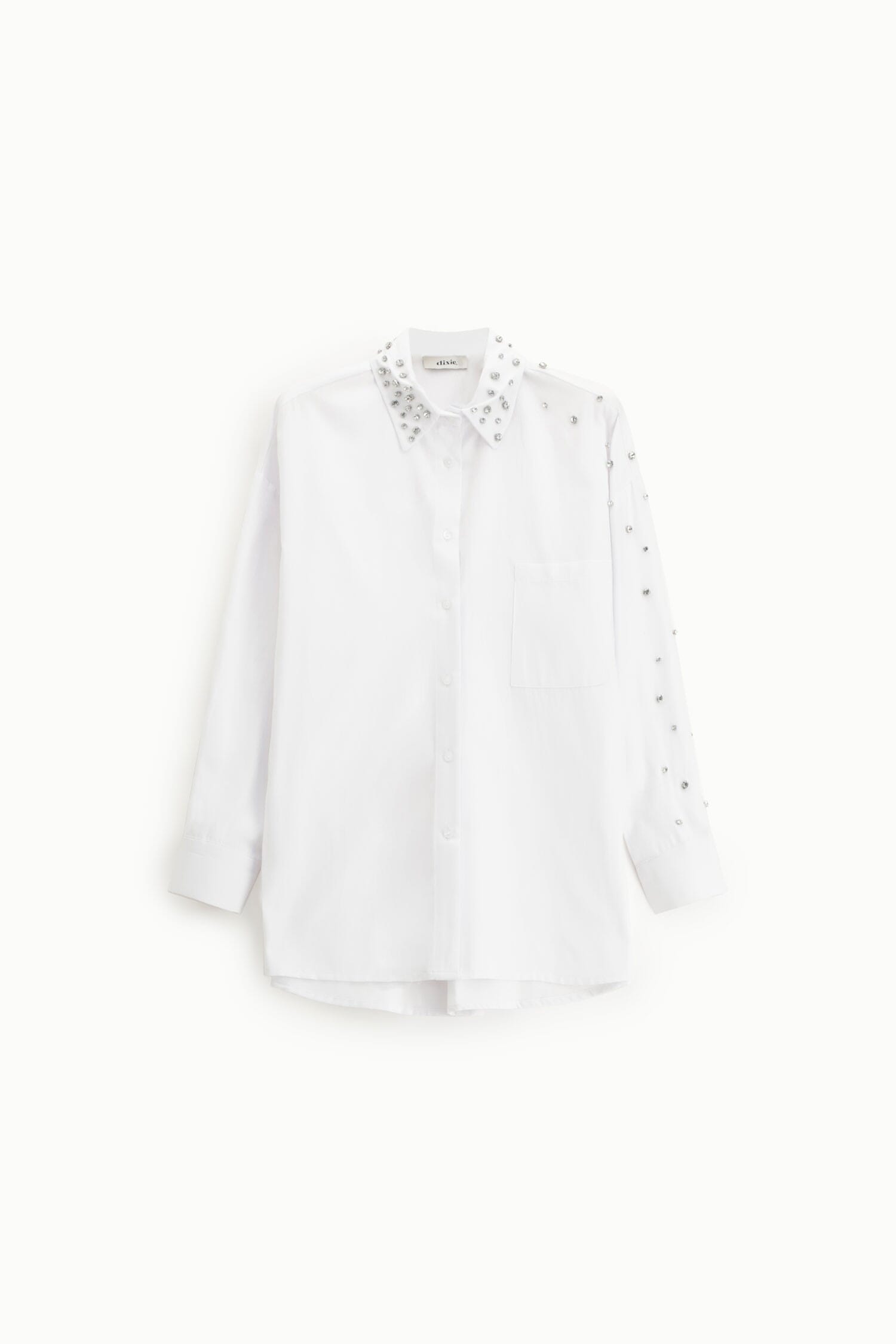 Camicia Lunga Con Borchie, Tasca E Collo A Punta Dixie