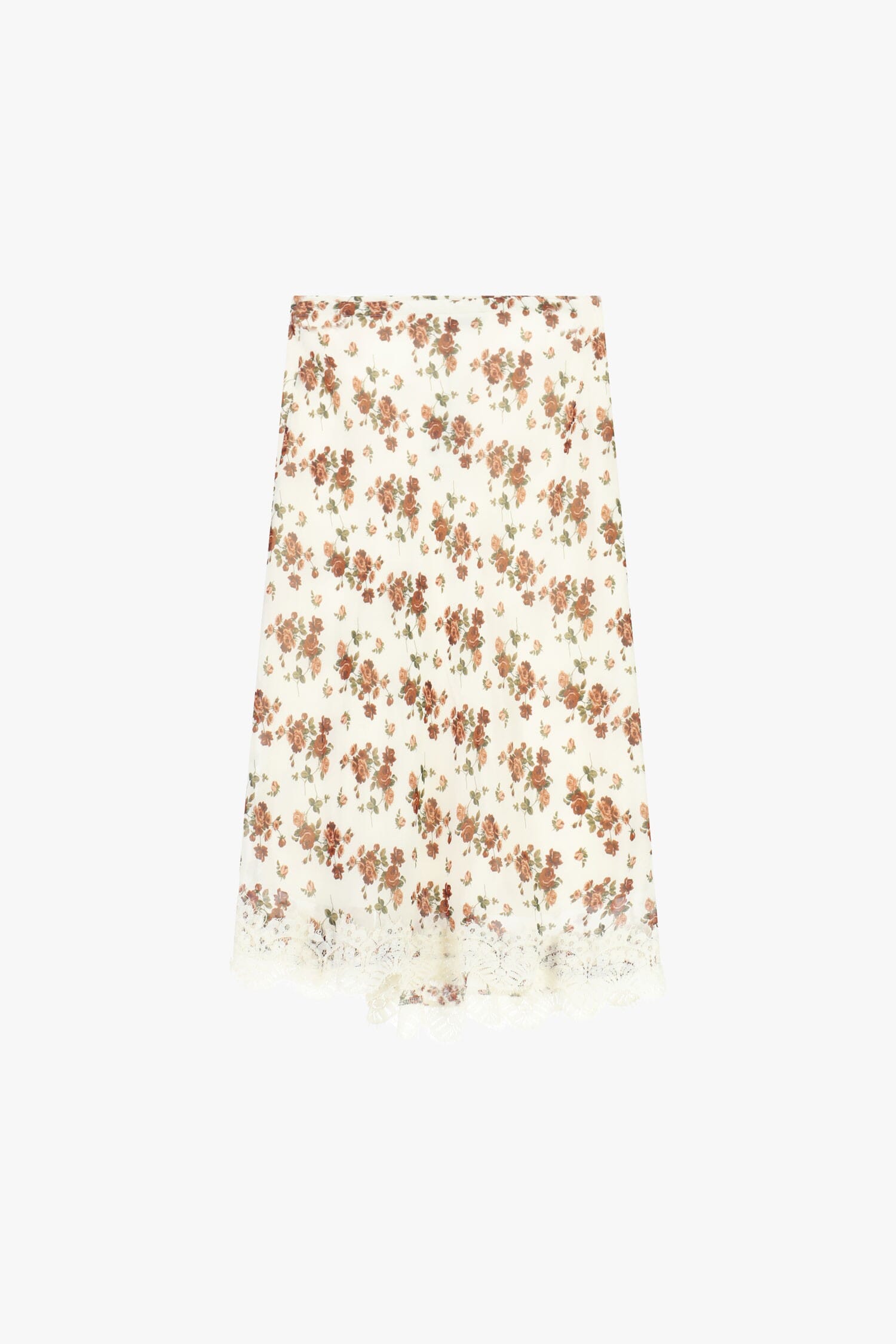 Gonna Midi Floreale Con Bordo In Pizzo Dixie