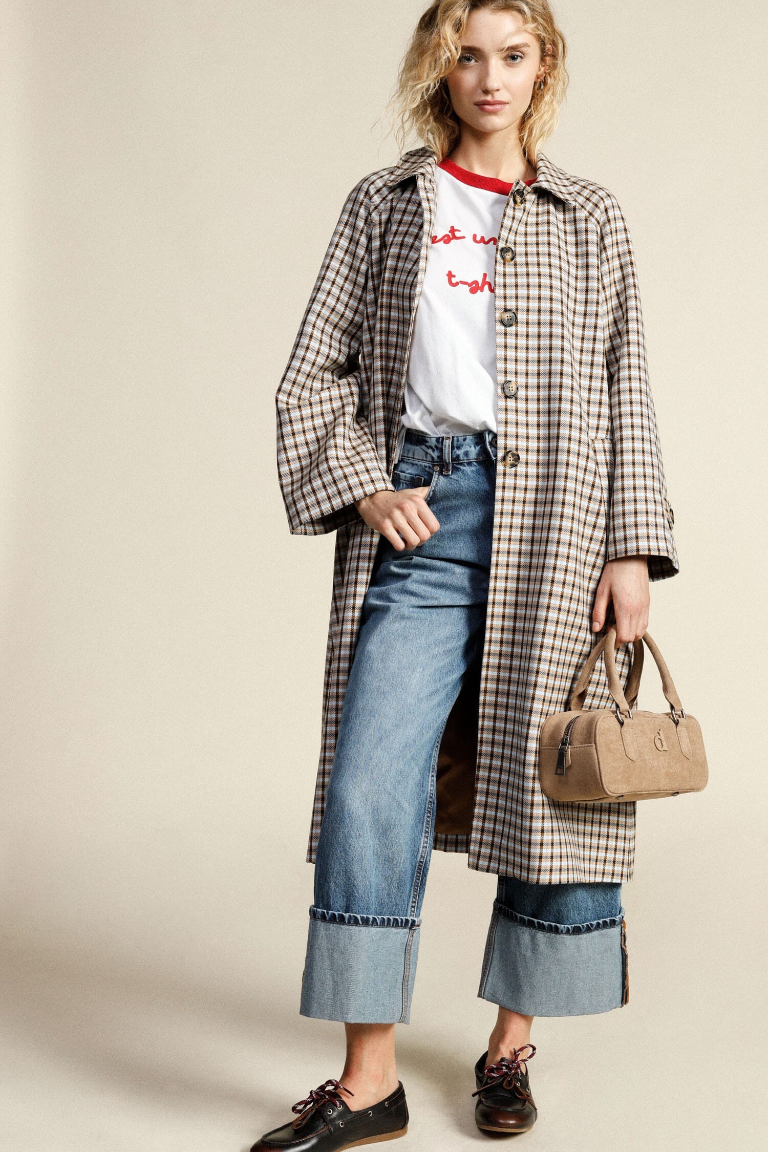 Cappotto Stampa A Quadri Con Tasche Laterali Dixie