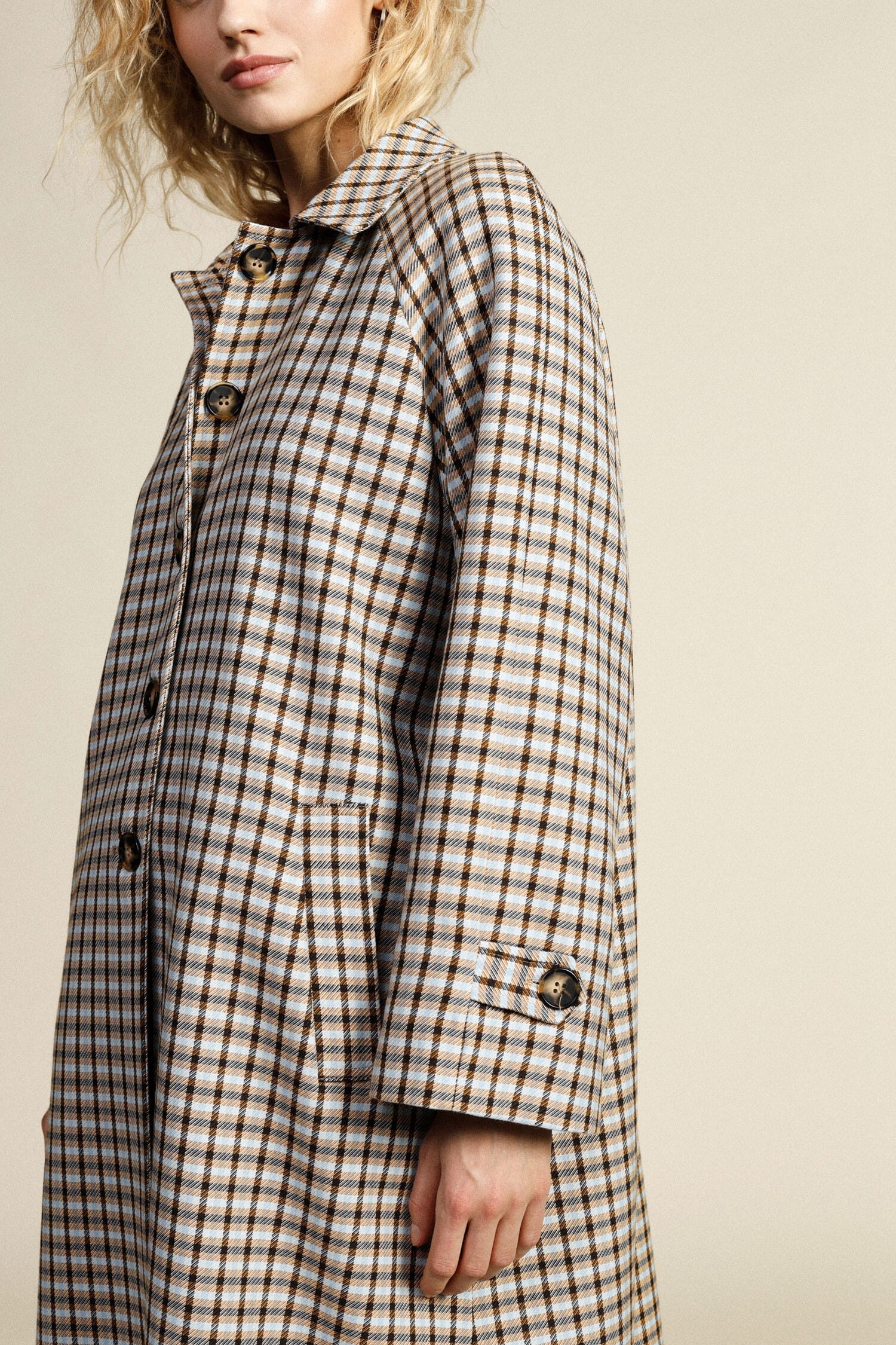 Cappotto Stampa A Quadri Con Tasche Laterali Dixie