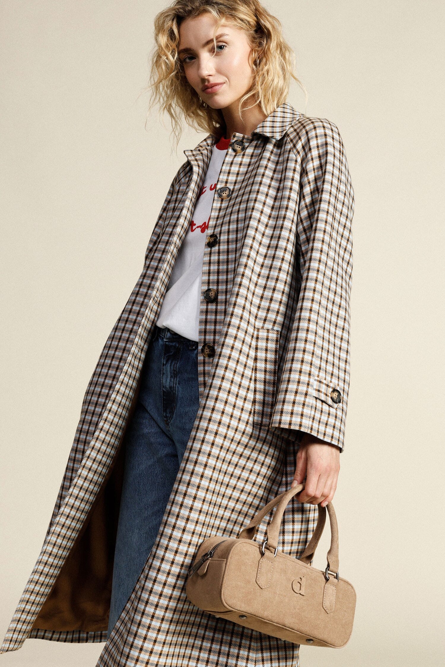 Cappotto Stampa A Quadri Con Tasche Laterali Dixie