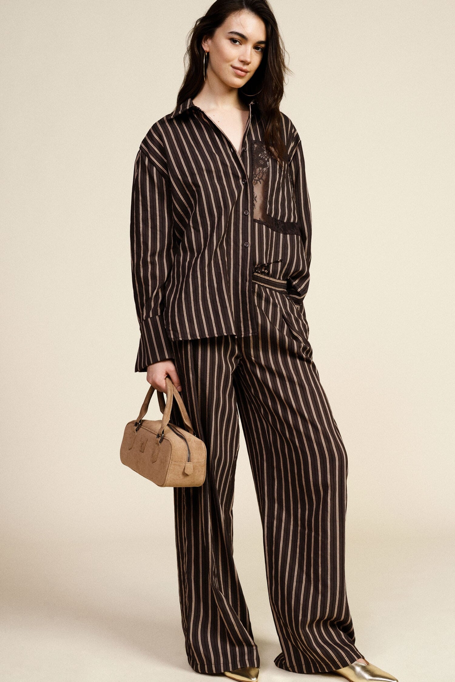 Pantaloni Palazzo A Righe Con Cintura Annodata Dixie