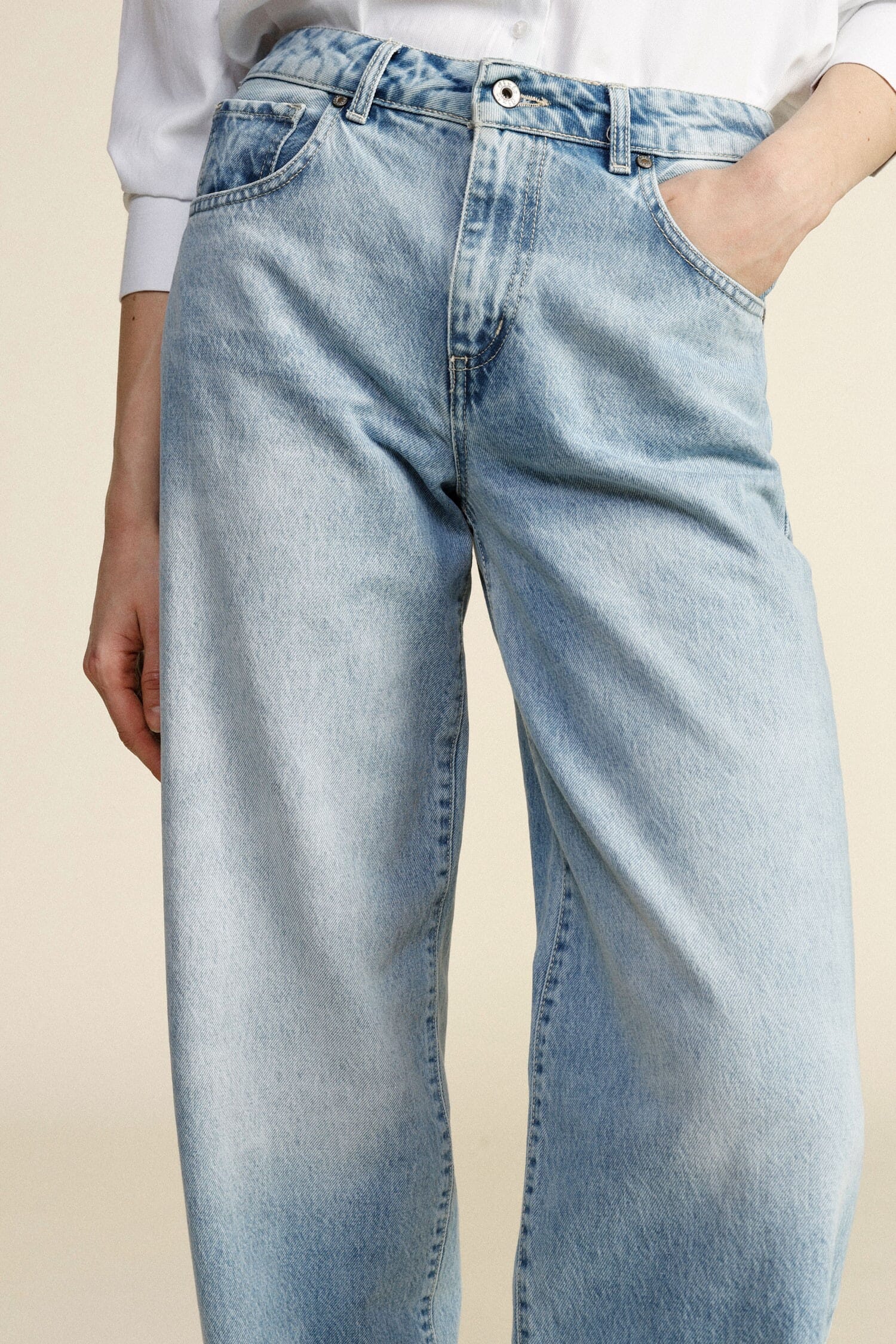 Jeans Straight-Leg Vita Alta Lavaggio Chiaro Dixie