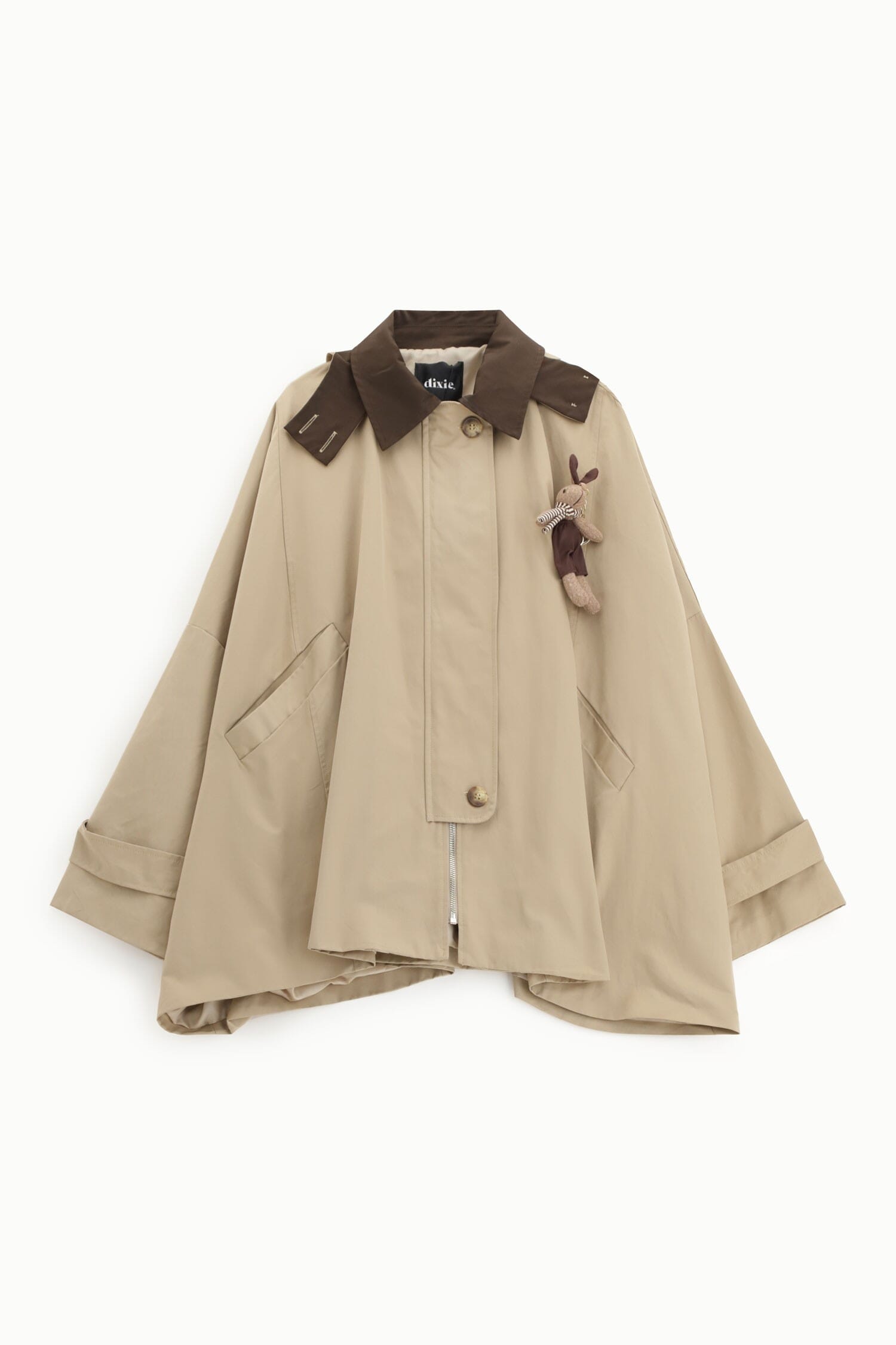 Cappotto Corto Oversize Chiusura Zip Collo Contrasto Dixie