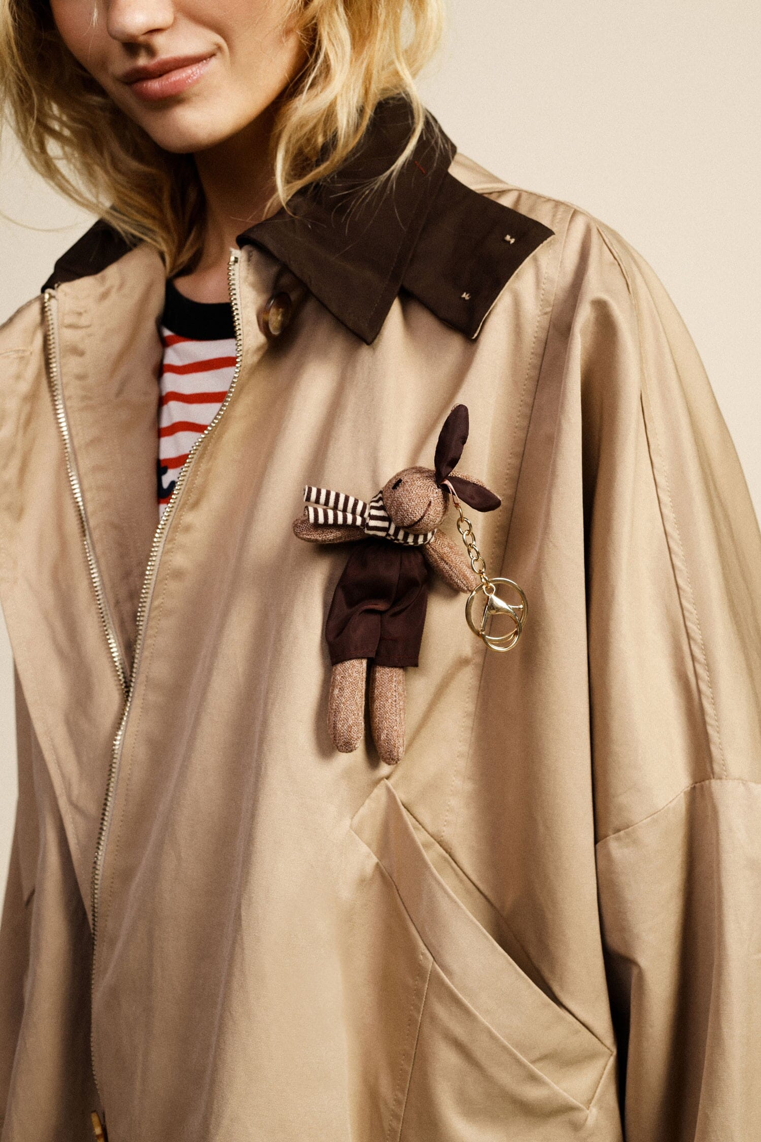 Cappotto Corto Oversize Chiusura Zip Collo Contrasto Dixie