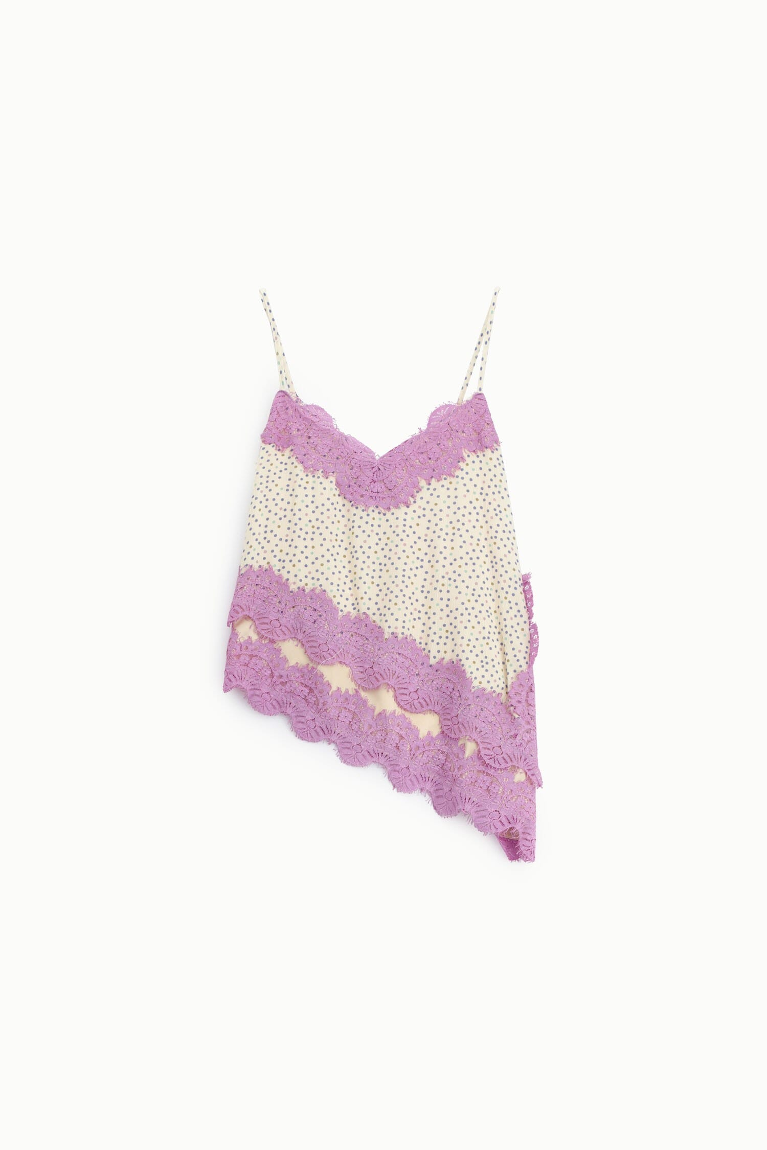 Top Con Spalline Stampa Pois E Profili In Pizzo Dixie