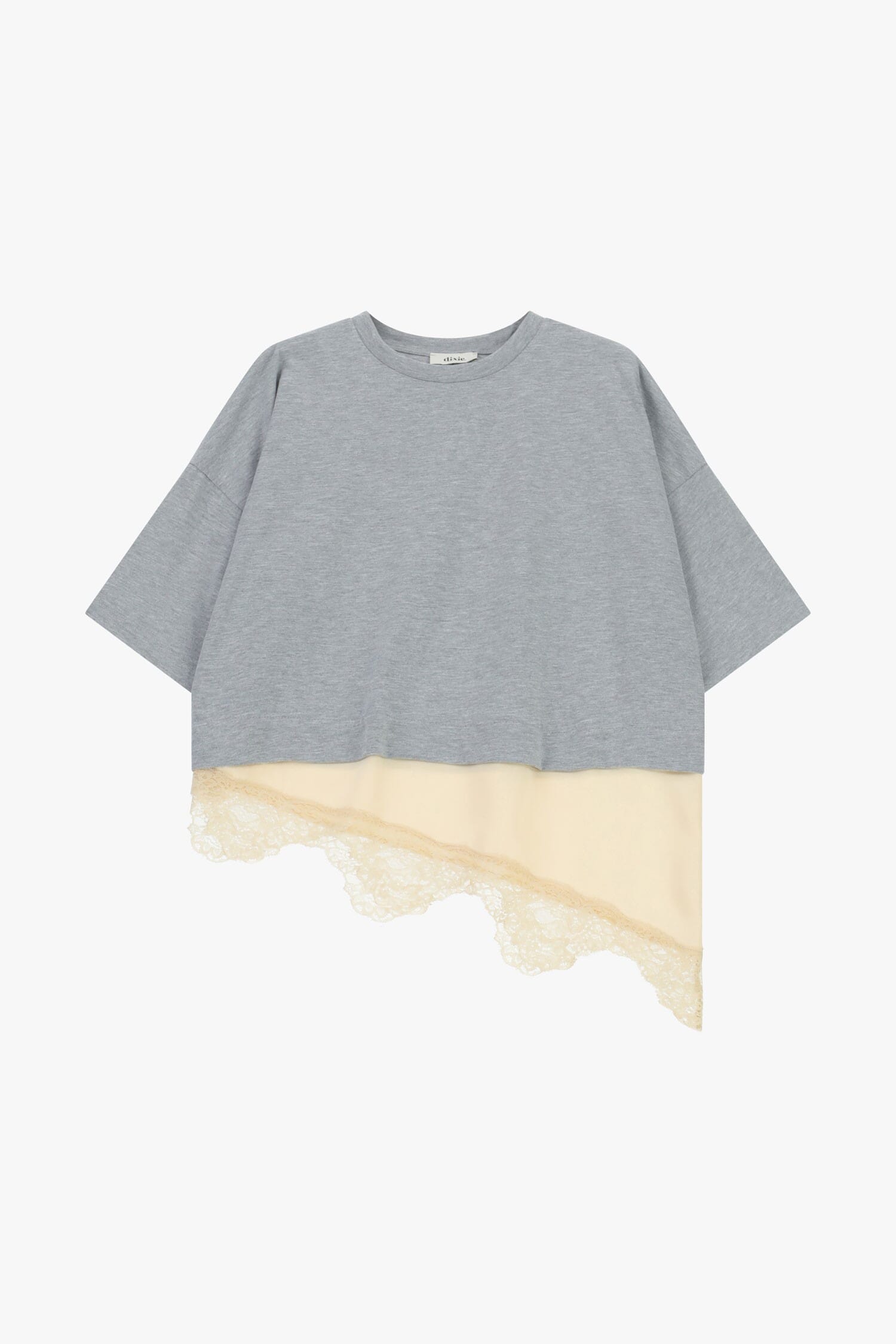 T-Shirt A Maniche Corte Con Bordo Asimmetrico E Pizzo Dixie