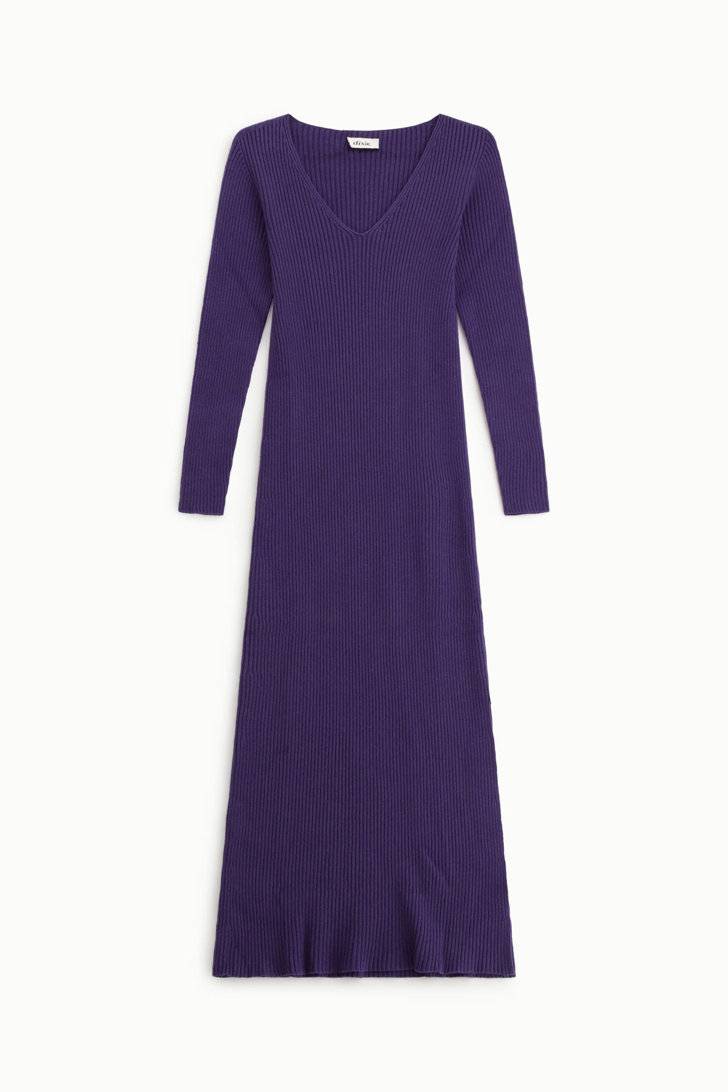 Dixie - Robe longue côtelée à col en V