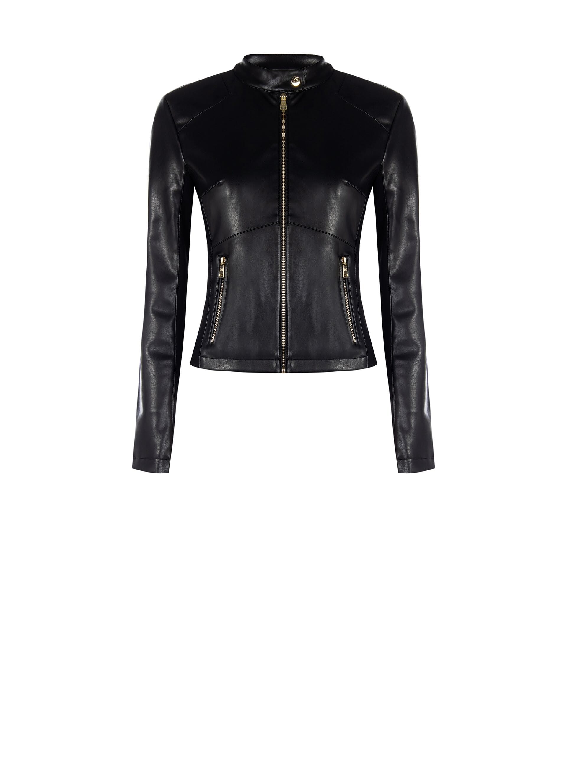 Leatherette Jacket With Knitted Side Inserts Rinascimento