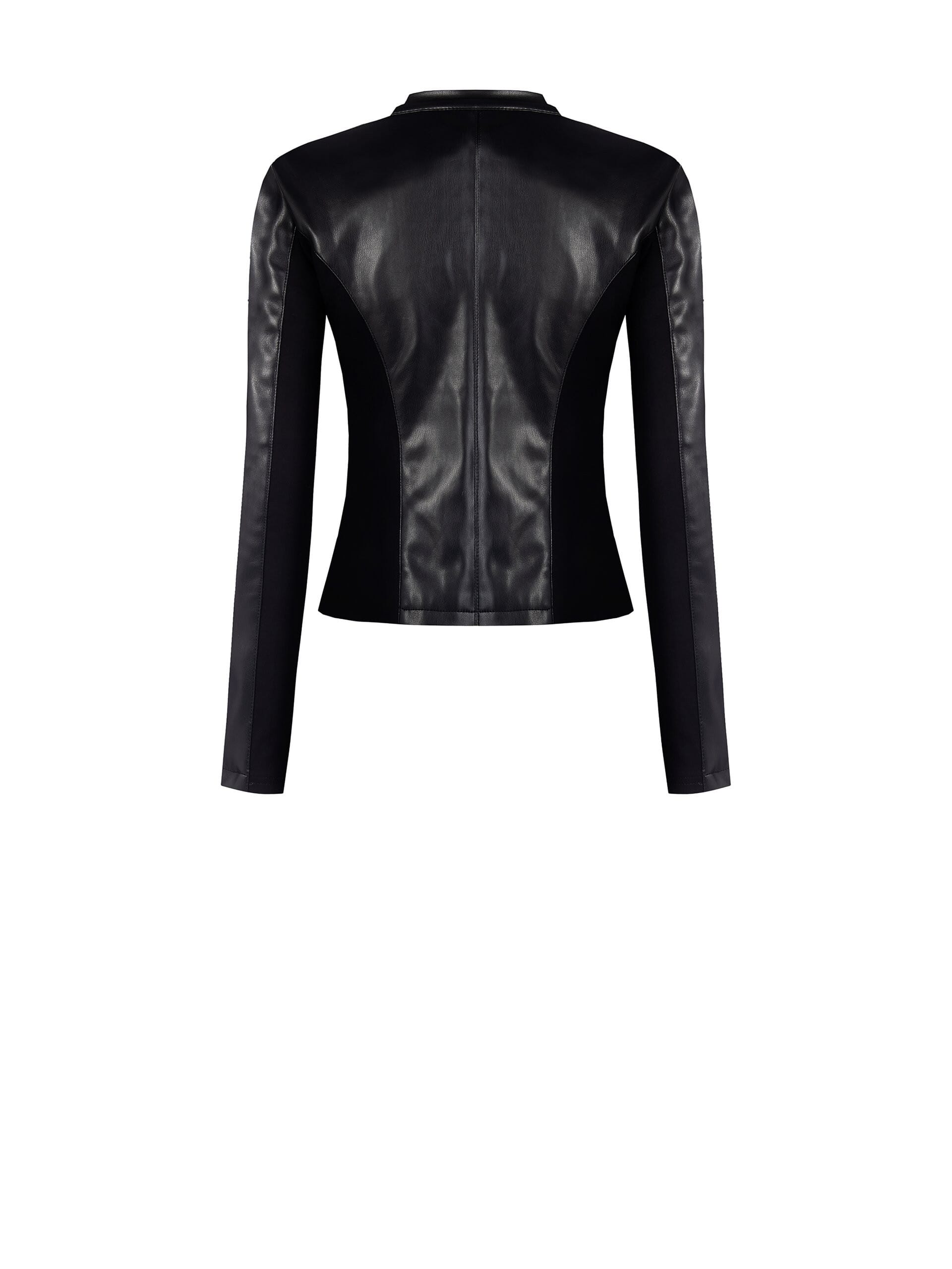 Leatherette Jacket With Knitted Side Inserts Rinascimento