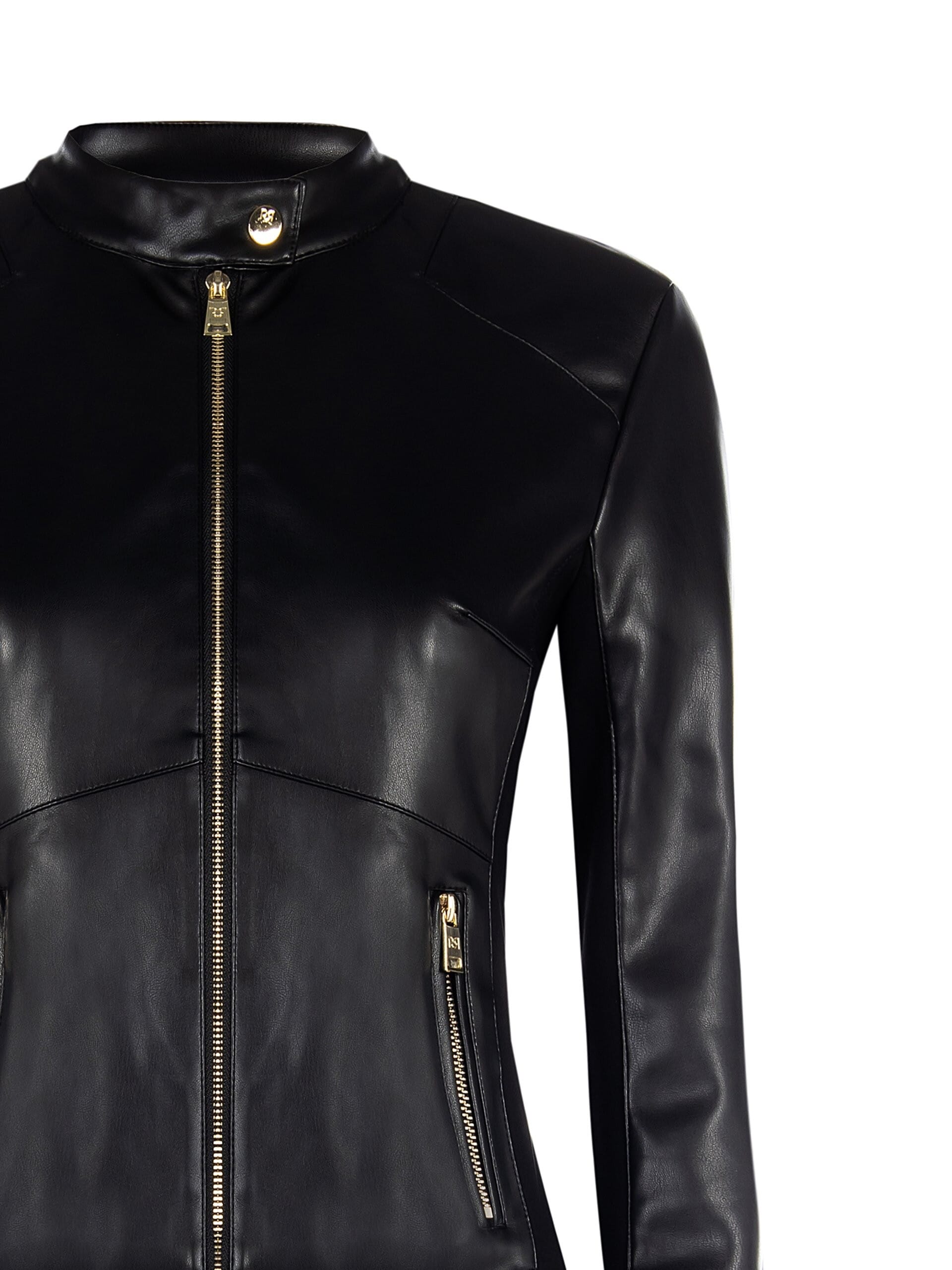 Leatherette Jacket With Knitted Side Inserts Rinascimento