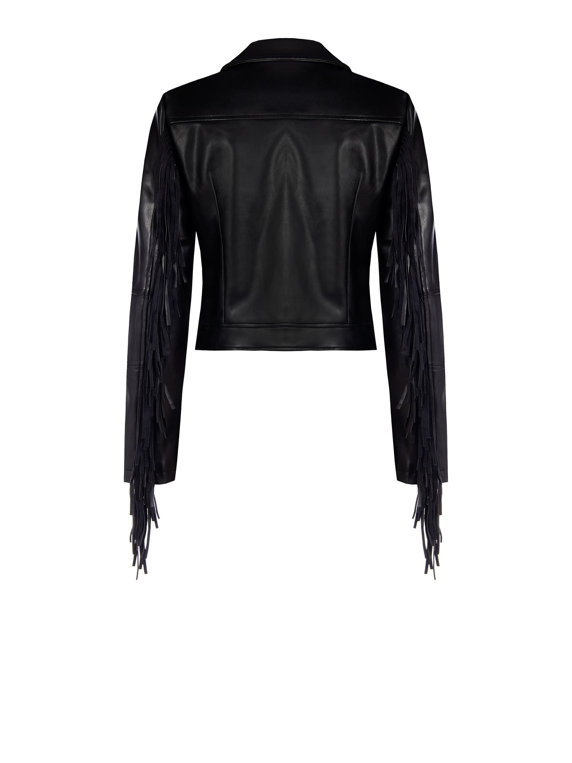 Leatherette Jacket With Fringes Rinascimento