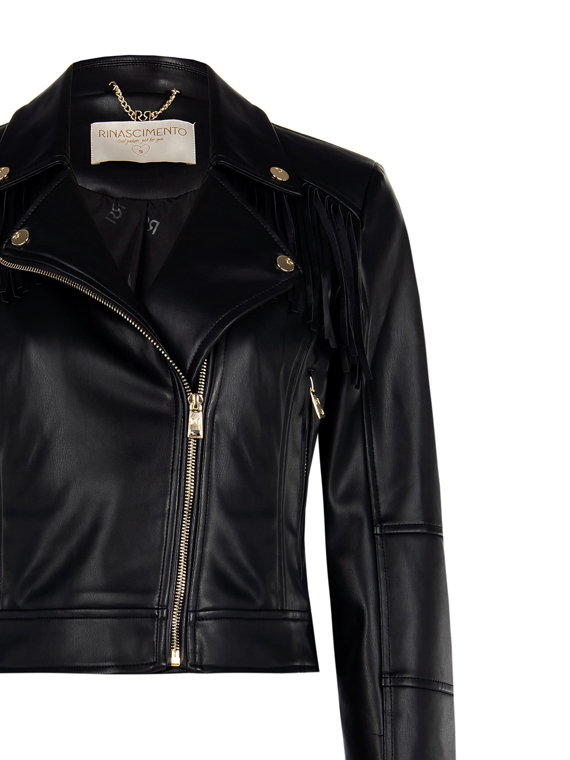 Leatherette Jacket With Fringes Rinascimento