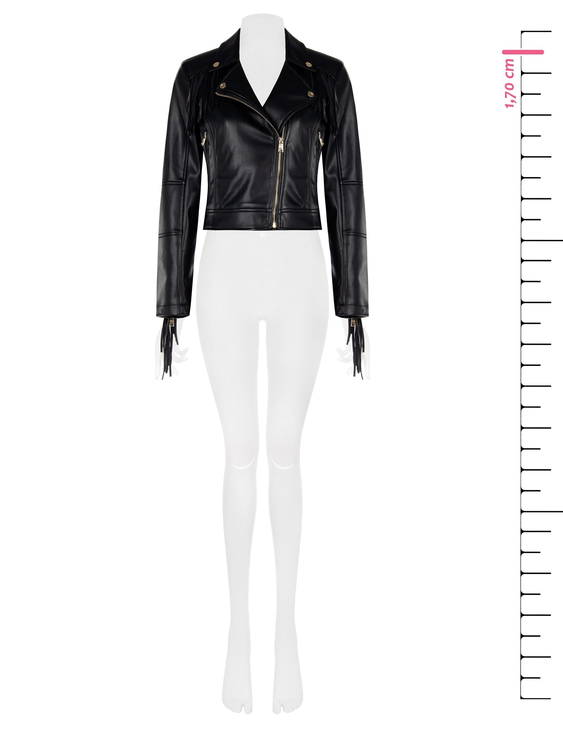 Leatherette Jacket With Fringes Rinascimento