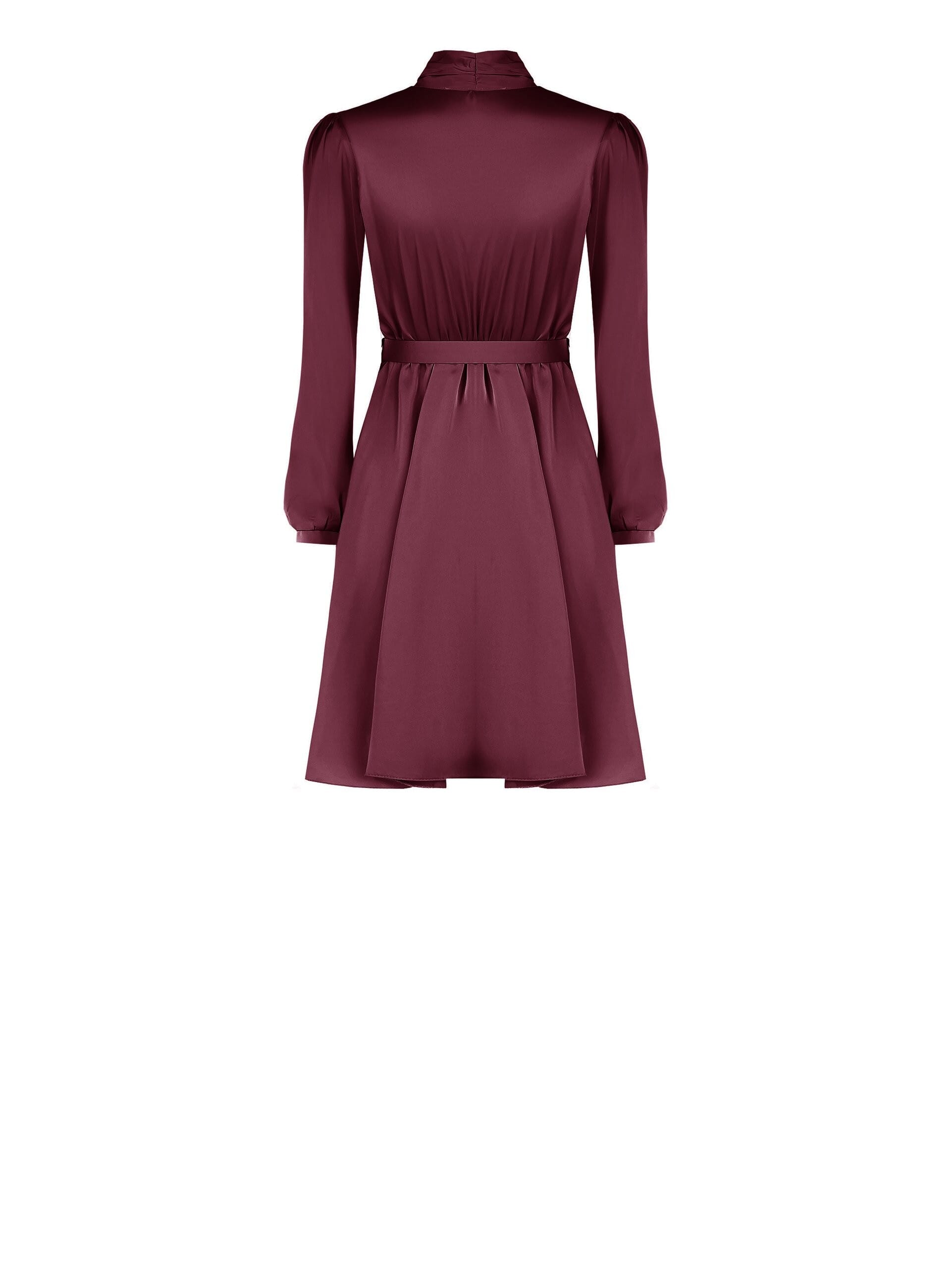 Short Satin Satin Dress With Rigid Logo Belt And Neck Bowknot Rinascimento