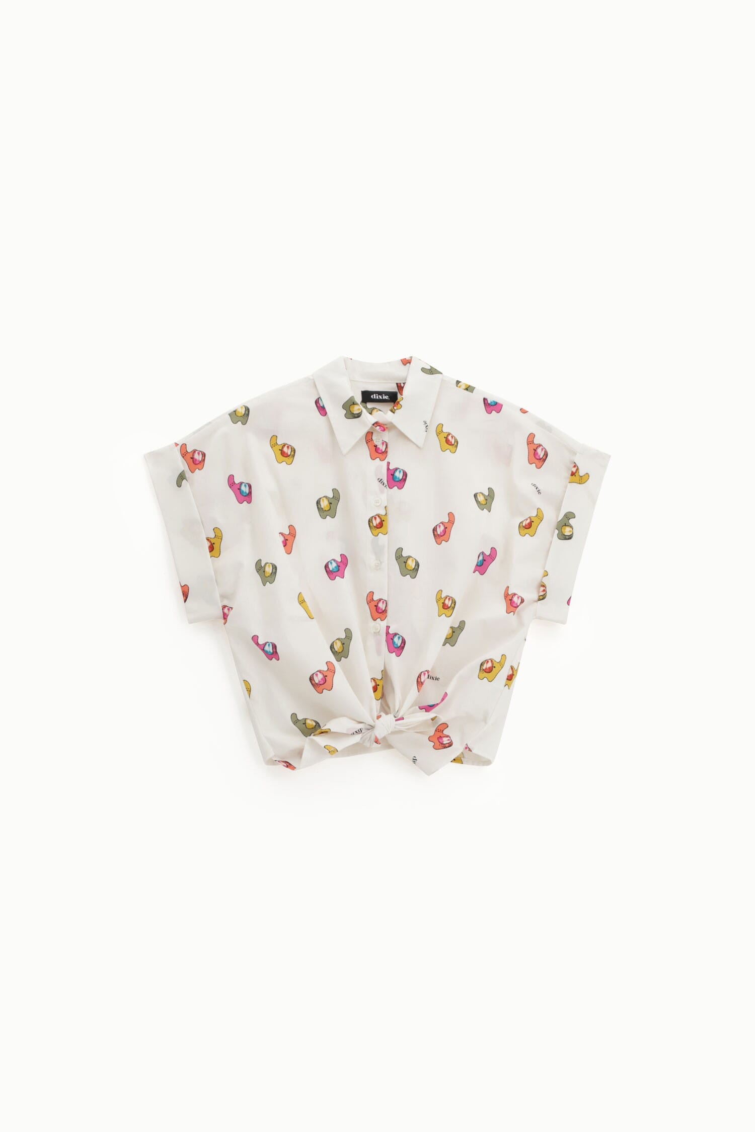 Cropped Shirt Fantasy Print With Front Knot Dixie
