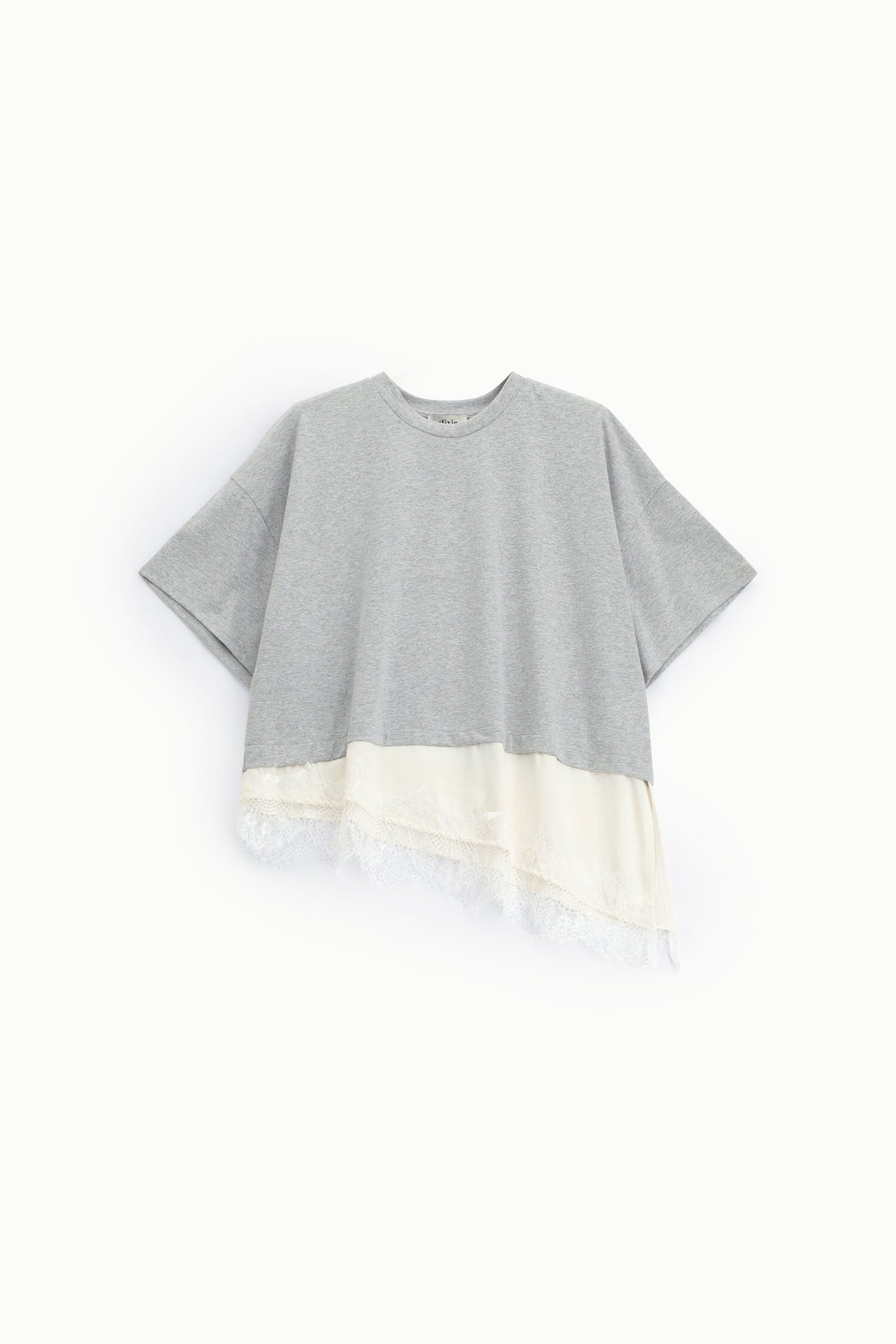 T-Shirt Corta Con Bordo In Pizzo Asimmetrico Dixie