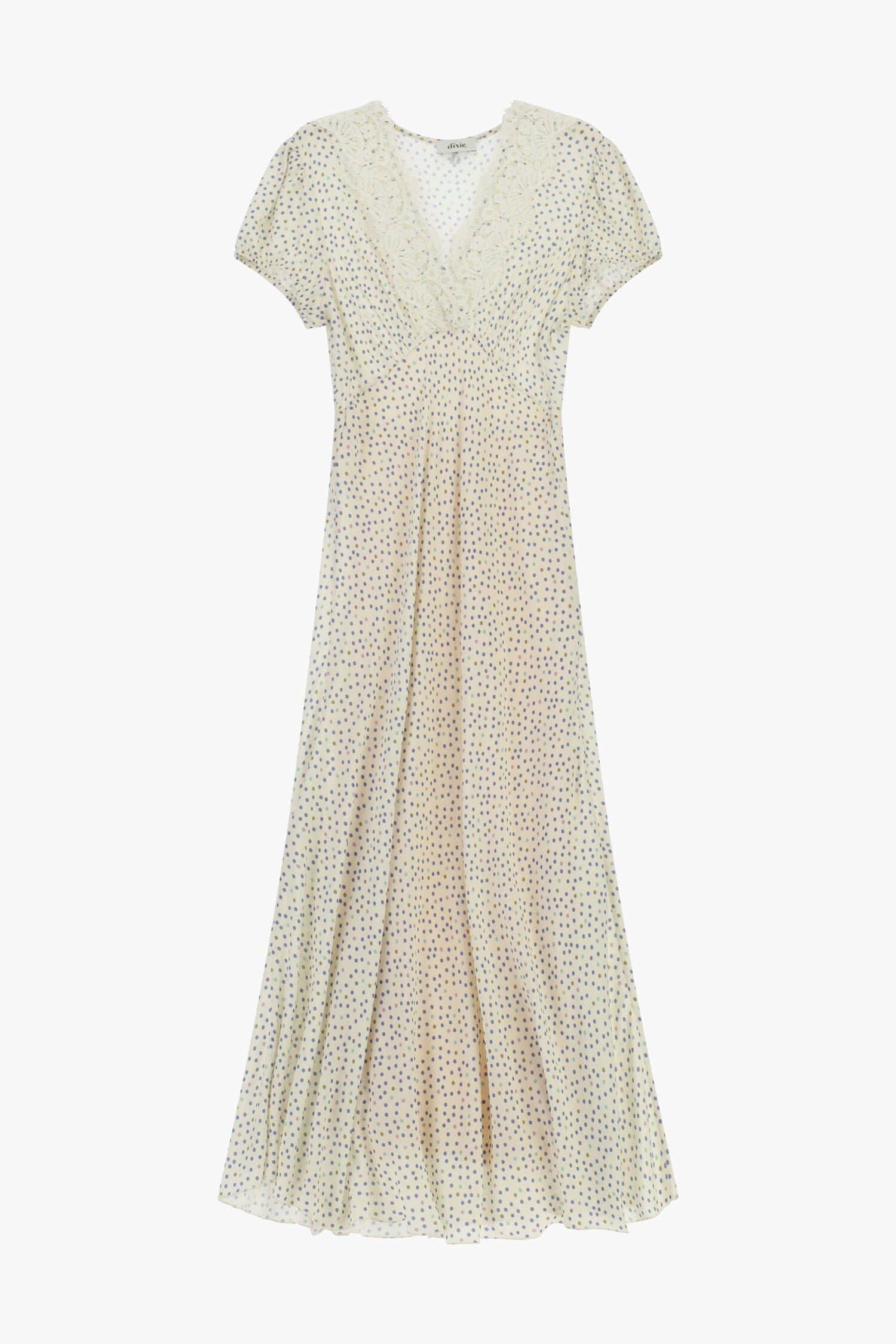 Long Print Micro Polka Dot V-neck Dress Dixie