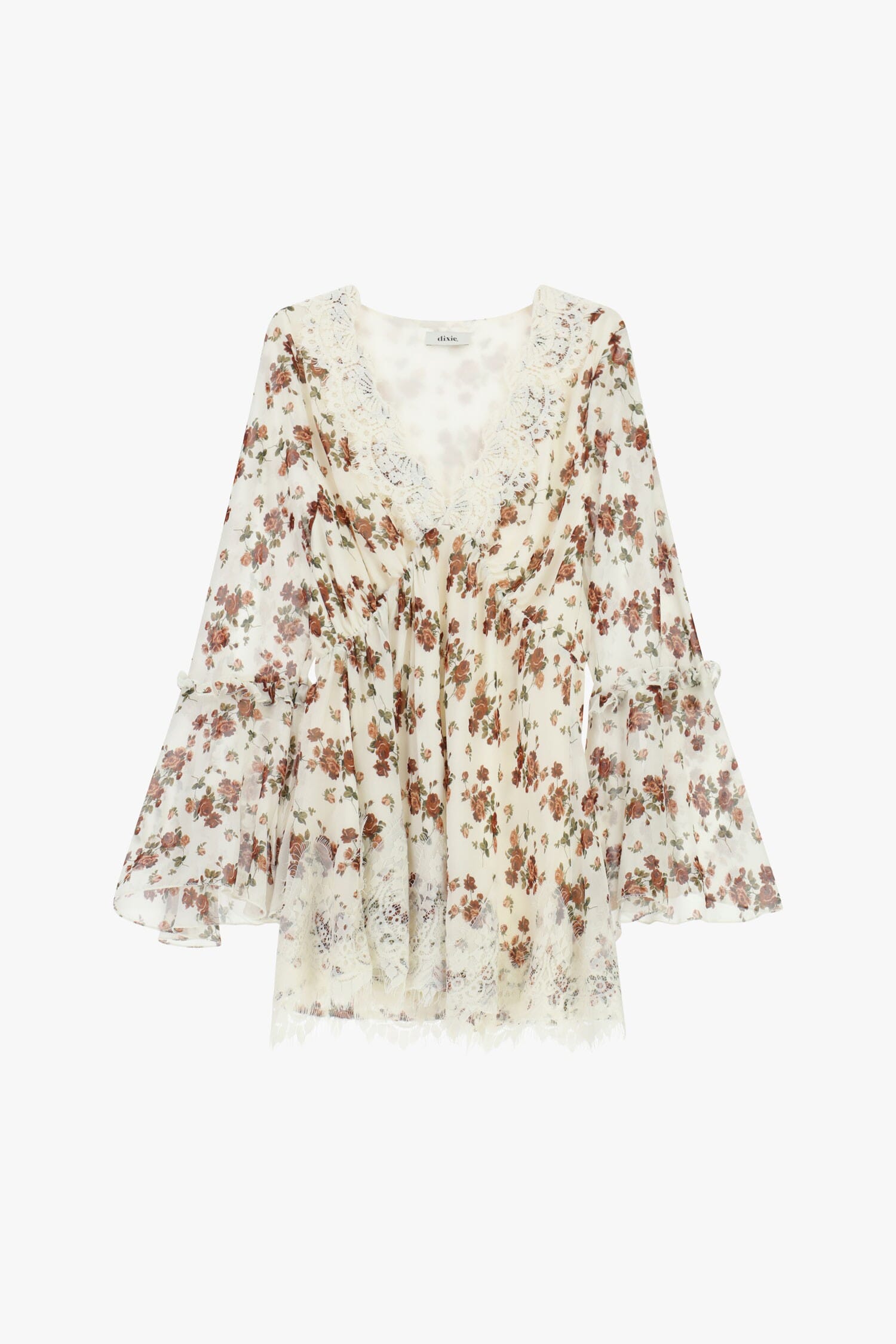 Short Floral Dress With Dixie Flared Sleeves