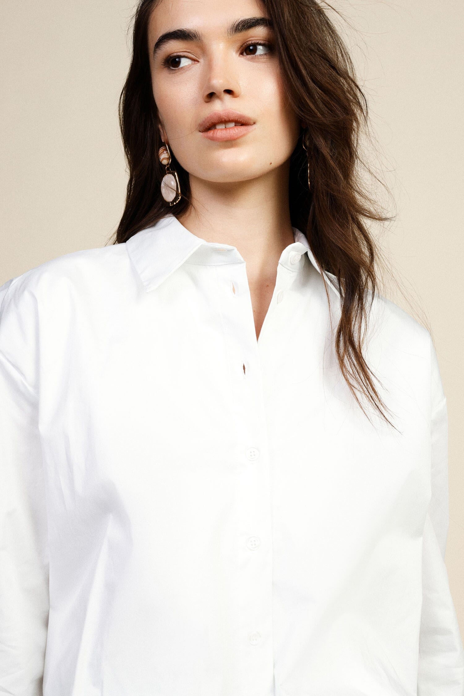 Cropped Shirt With Long Sleeves And Classic Dixie Collar