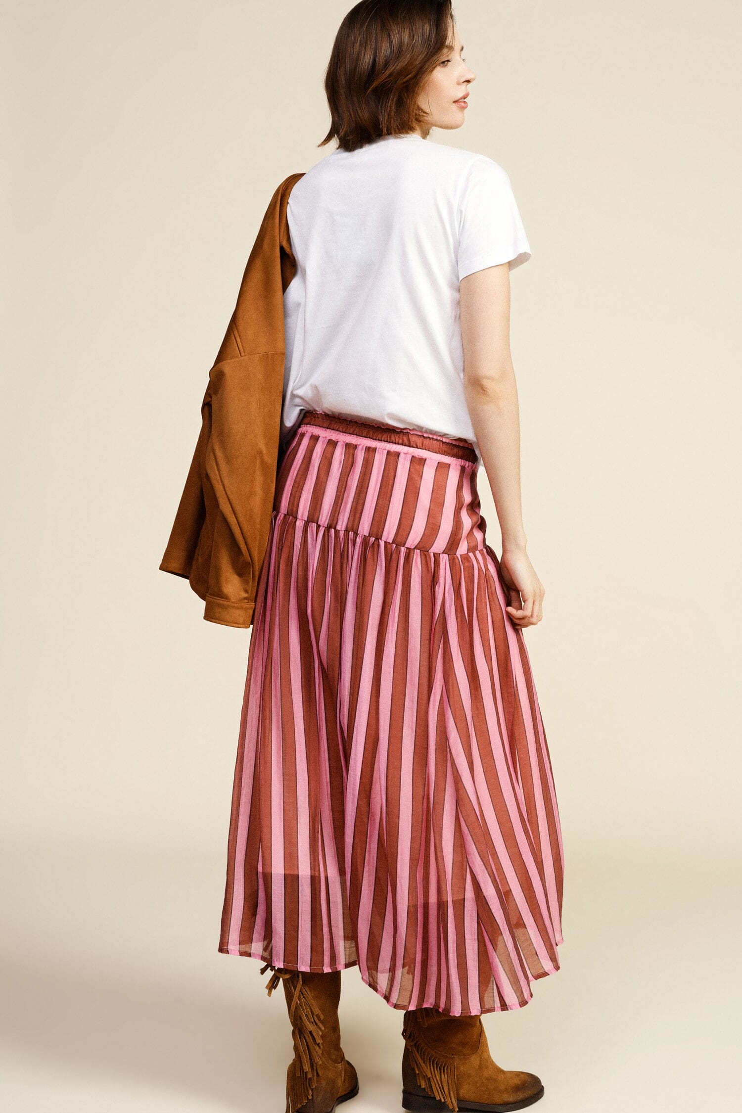 Dixie Striped Skirt With Elastic Belt