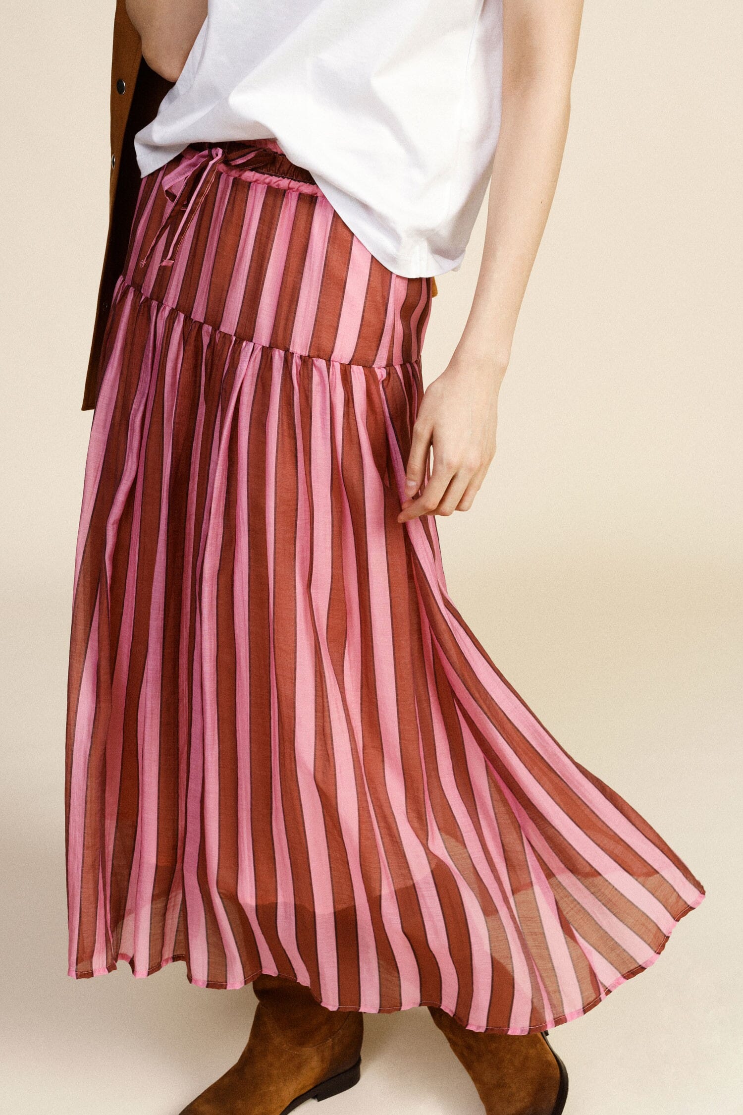 Dixie Striped Skirt With Elastic Belt