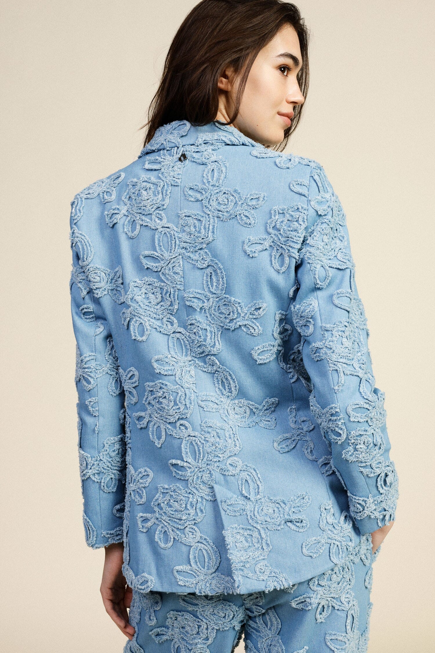 Denim Jacket With Floral Embroidery And Front Pockets Dixie