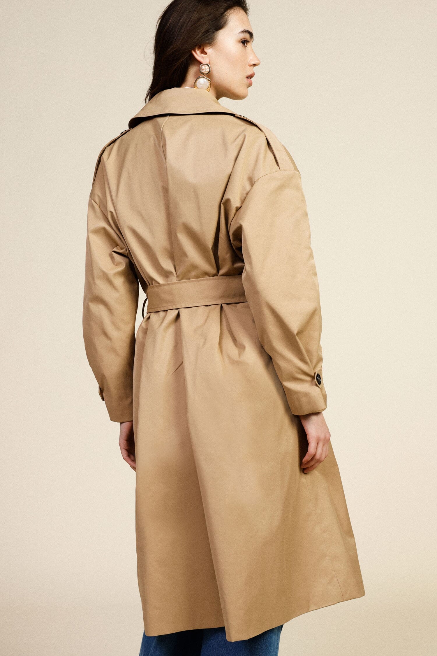 Double Breasted Trench Coat With Belt And Wide Revers Dixie