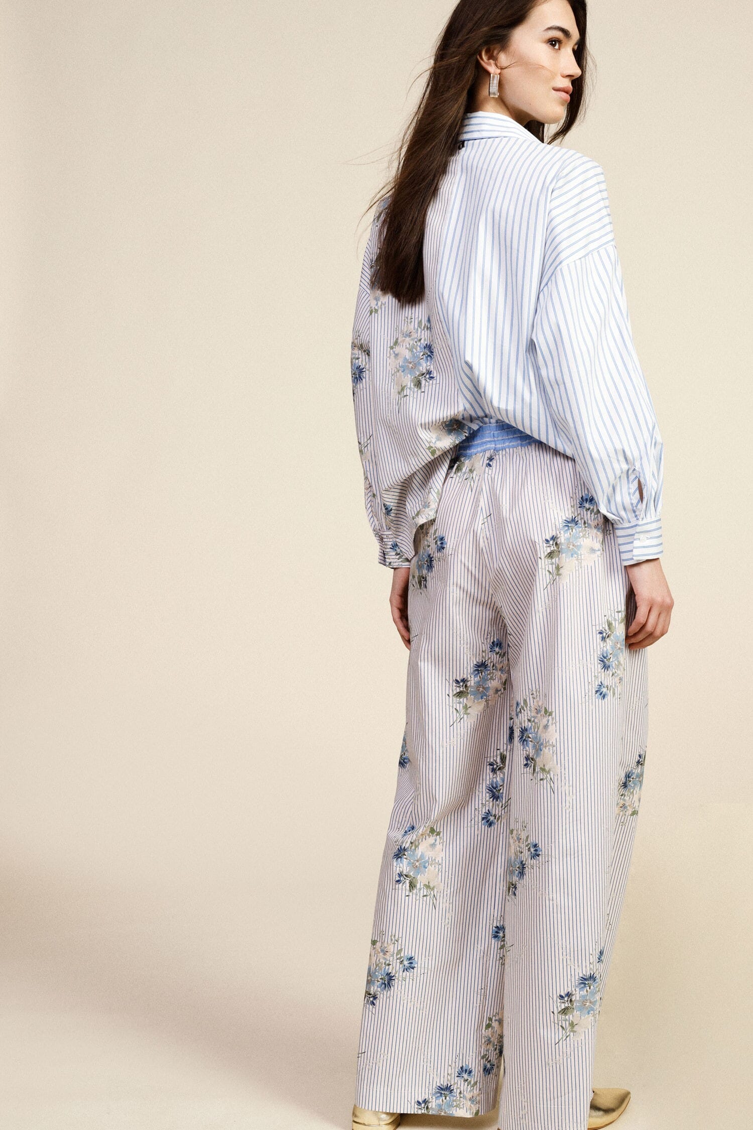 Pantalon de palace rayé à fleurs Dixie