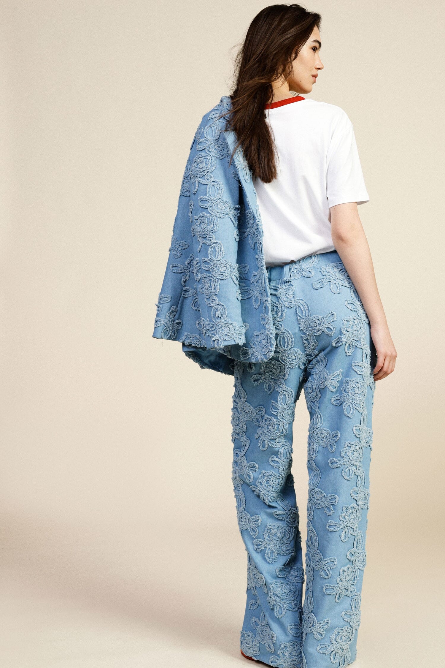 Pantaloni Palazzo Ricamo In Rilievo E Gamba Ampia Dixie