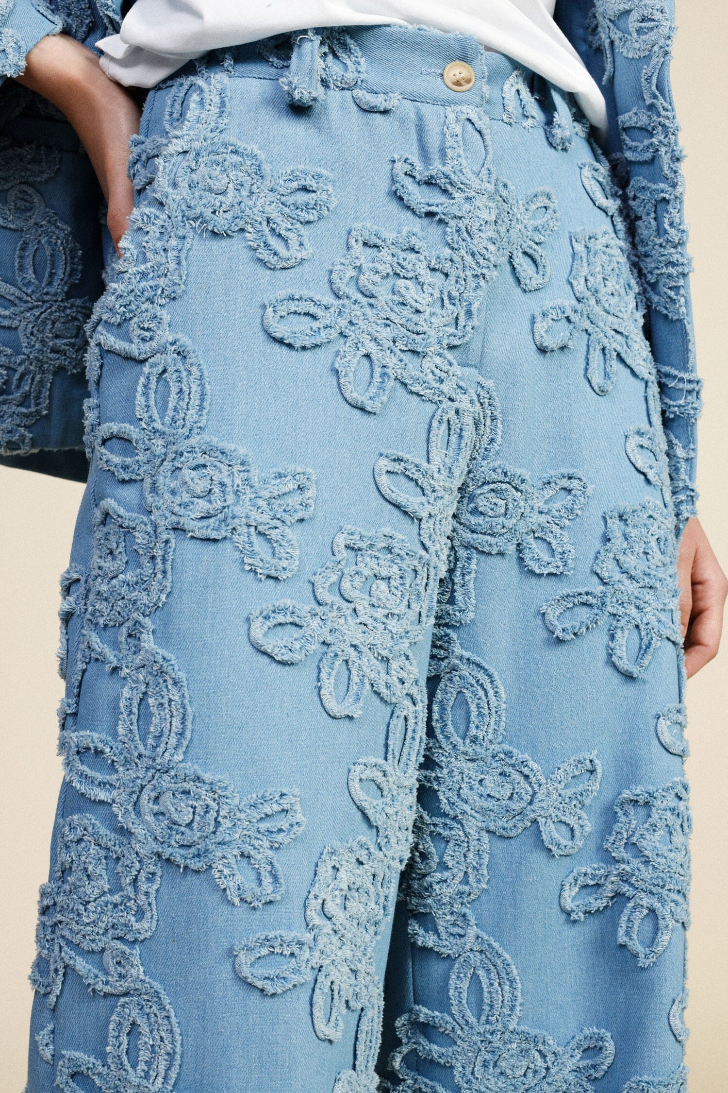 Pantaloni Palazzo Ricamo In Rilievo E Gamba Ampia Dixie