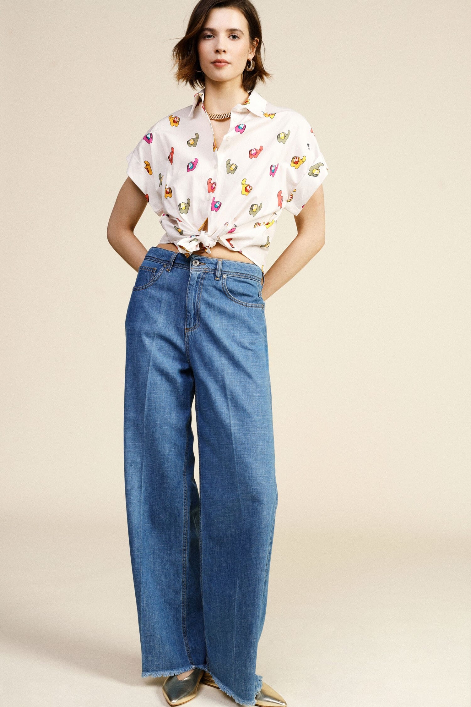 Jeans A Gamba Larga Con Frange Dixie