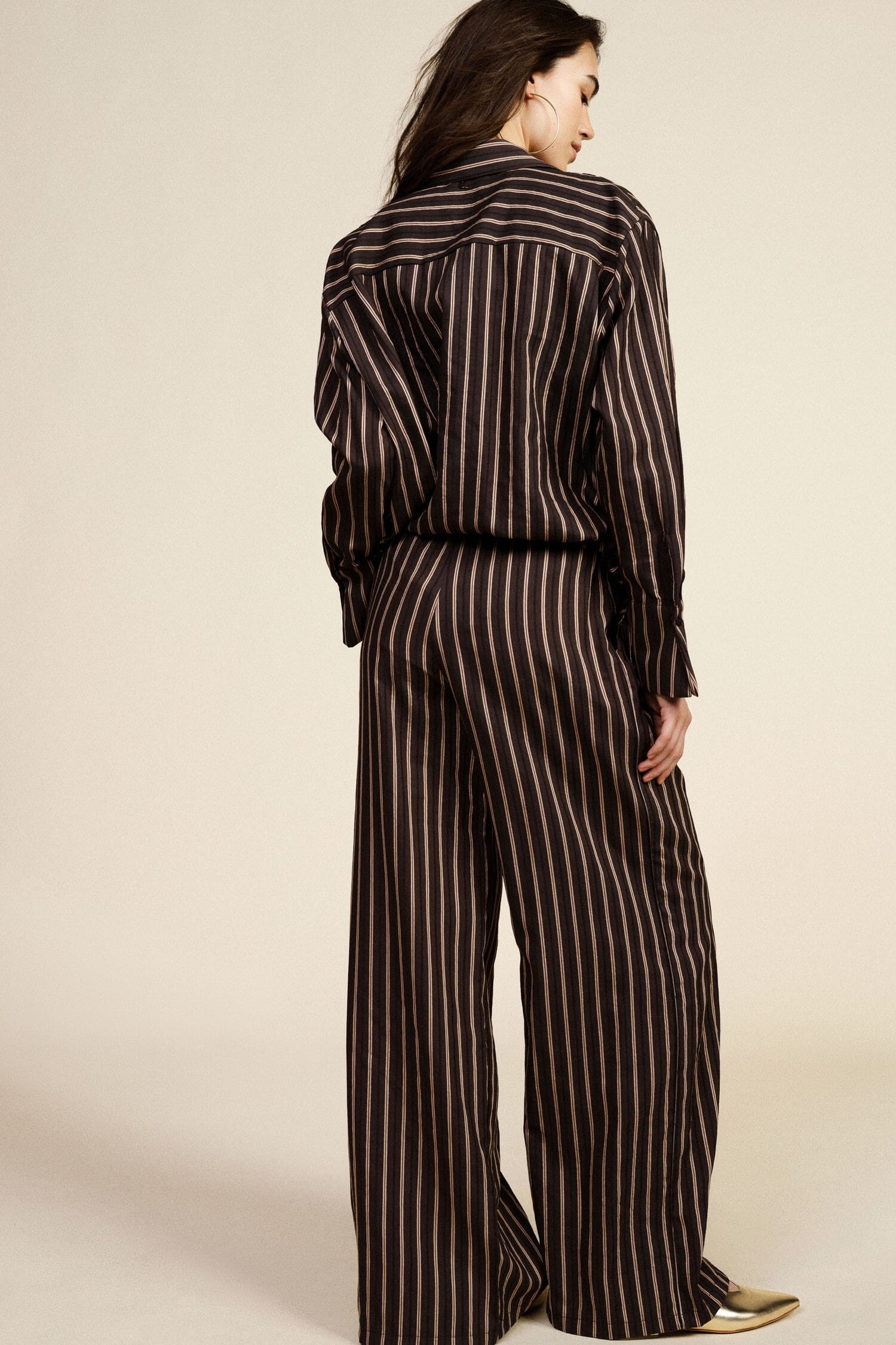 Pantaloni Palazzo A Righe Con Cintura Annodata Dixie