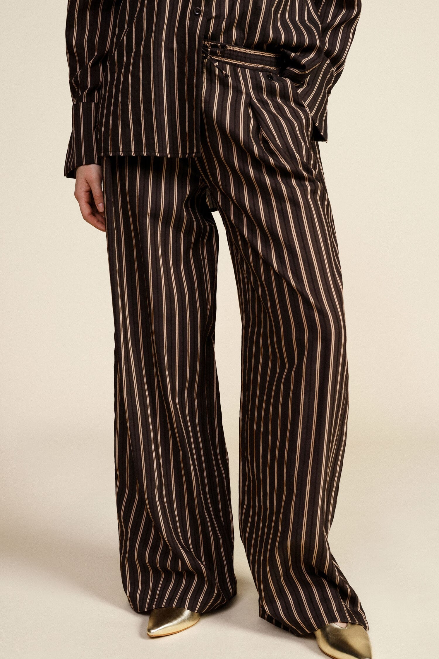 Pantaloni Palazzo A Righe Con Cintura Annodata Dixie