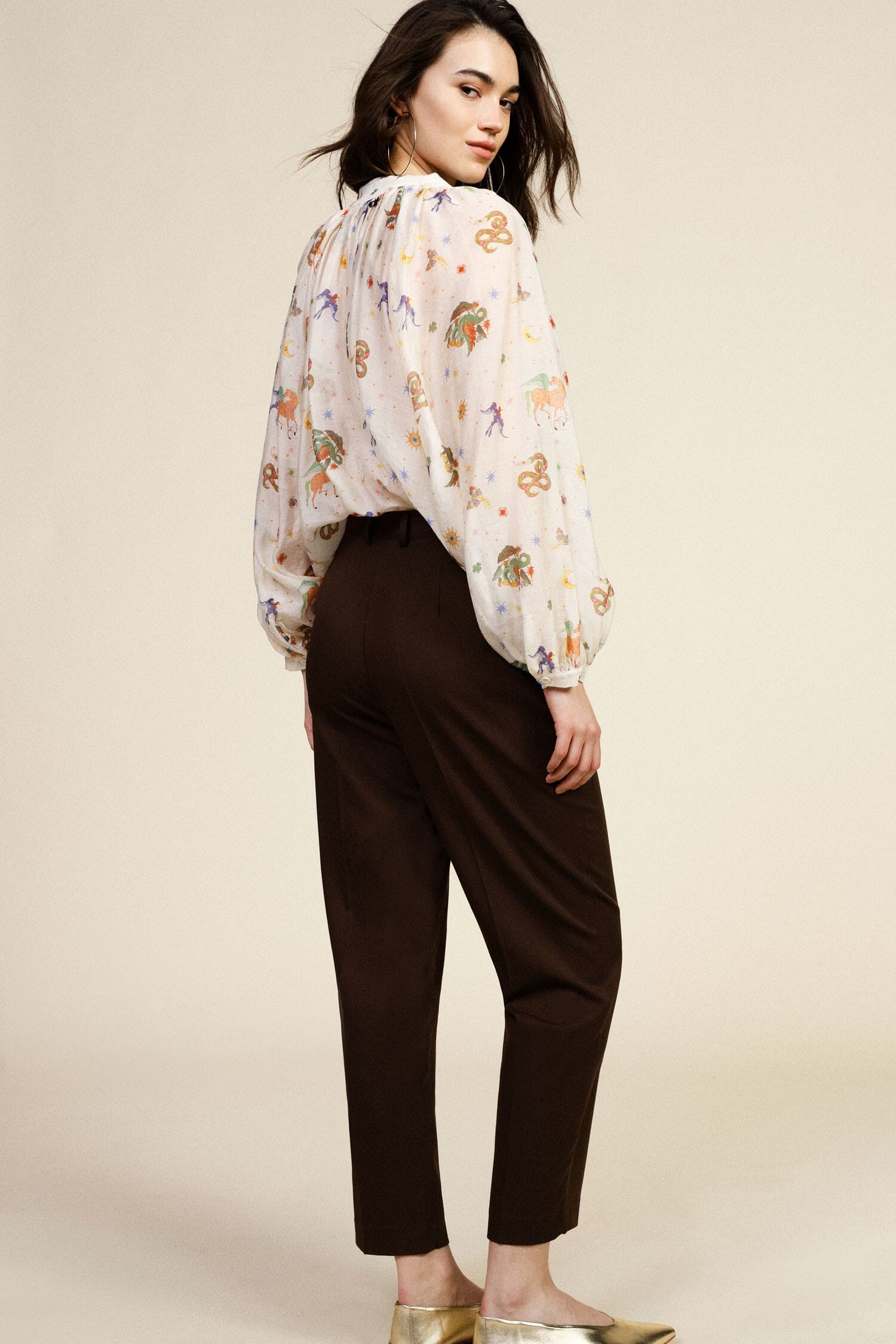 Cropped Trousers High Waisted With Front Pleat Dixie