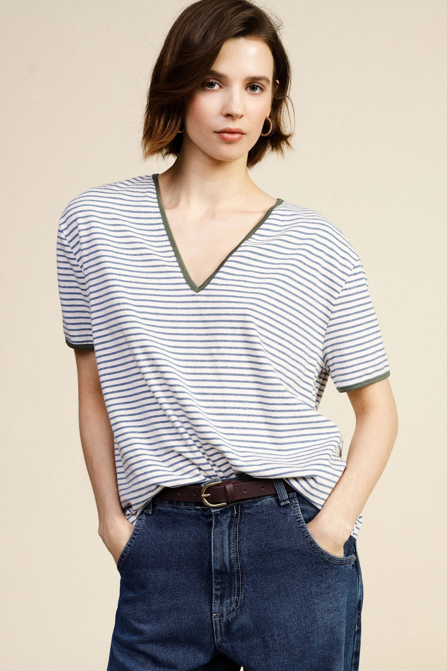 Dixie V-Neck Striped T-Shirt